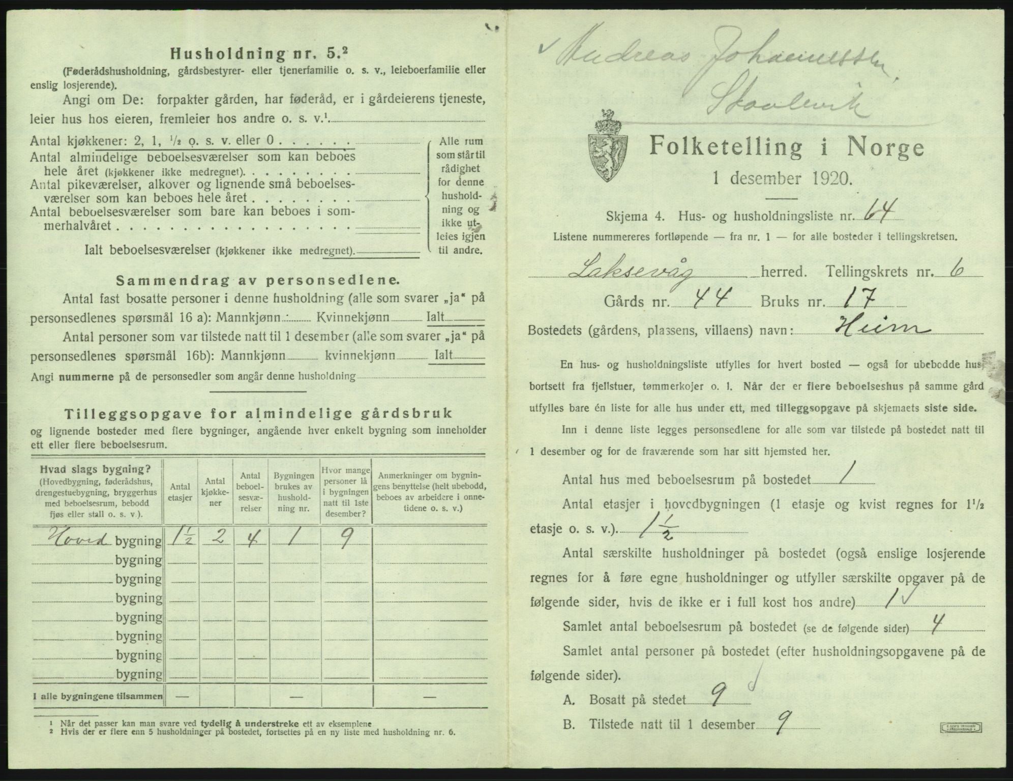 SAB, 1920 census for Laksevåg, 1920, p. 1551