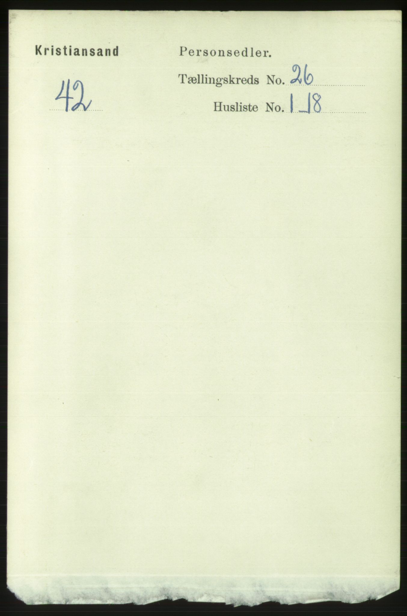 RA, 1891 census for 1001 Kristiansand, 1891, p. 8878