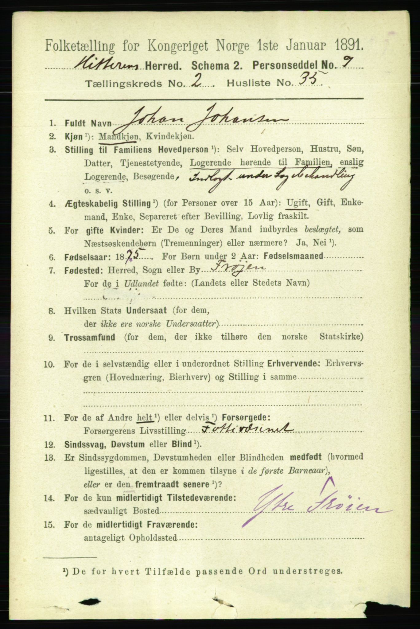 RA, 1891 census for 1617 Hitra, 1891, p. 436