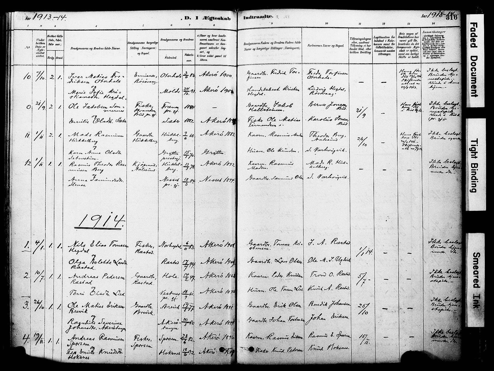 Ministerialprotokoller, klokkerbøker og fødselsregistre - Møre og Romsdal, SAT/A-1454/560/L0721: Parish register (official) no. 560A05, 1878-1917, p. 316