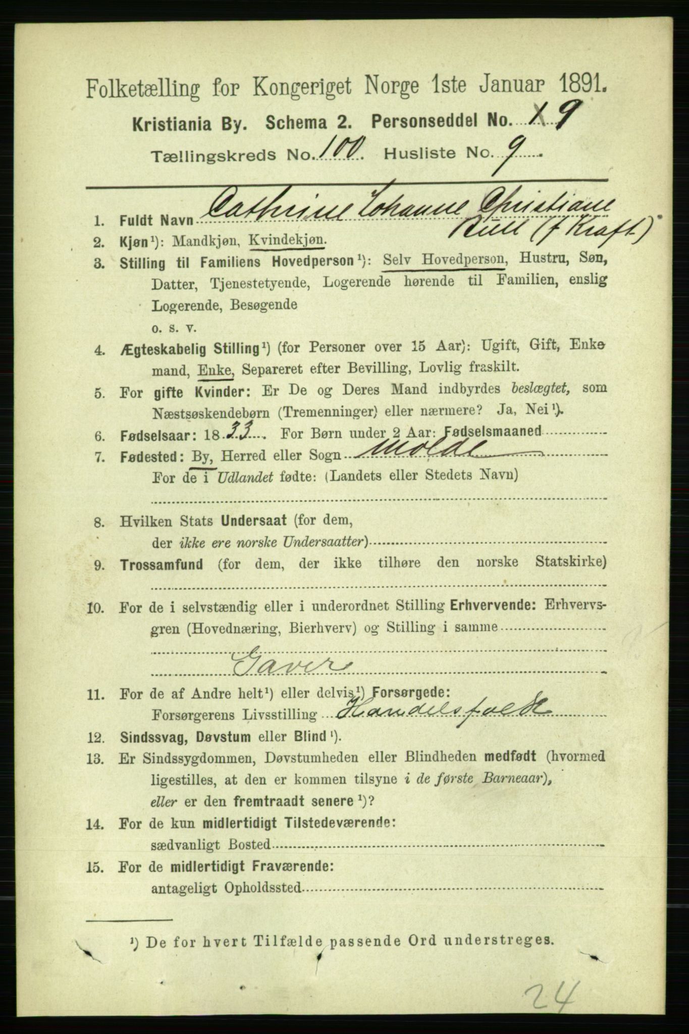 RA, 1891 census for 0301 Kristiania, 1891, p. 49567