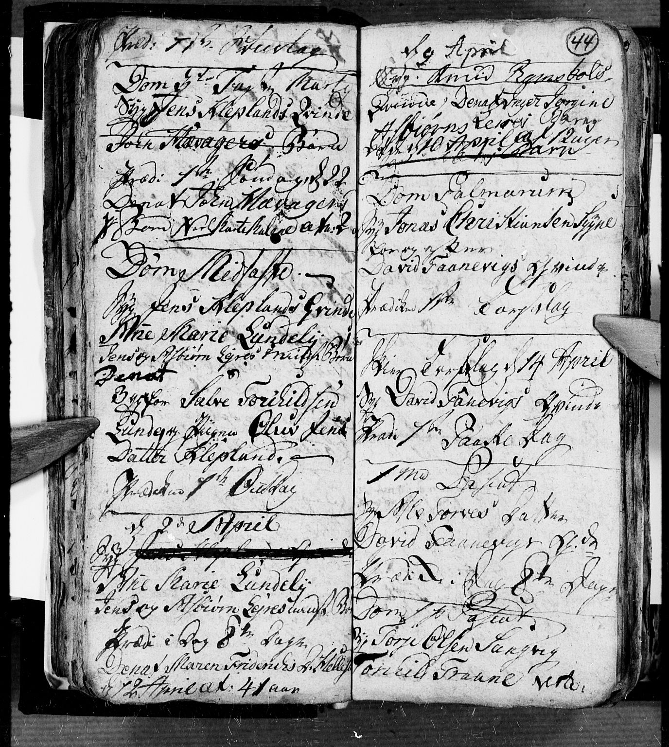 Søgne sokneprestkontor, AV/SAK-1111-0037/F/Fb/Fbb/L0001: Parish register (copy) no. B 1, 1779-1802, p. 44