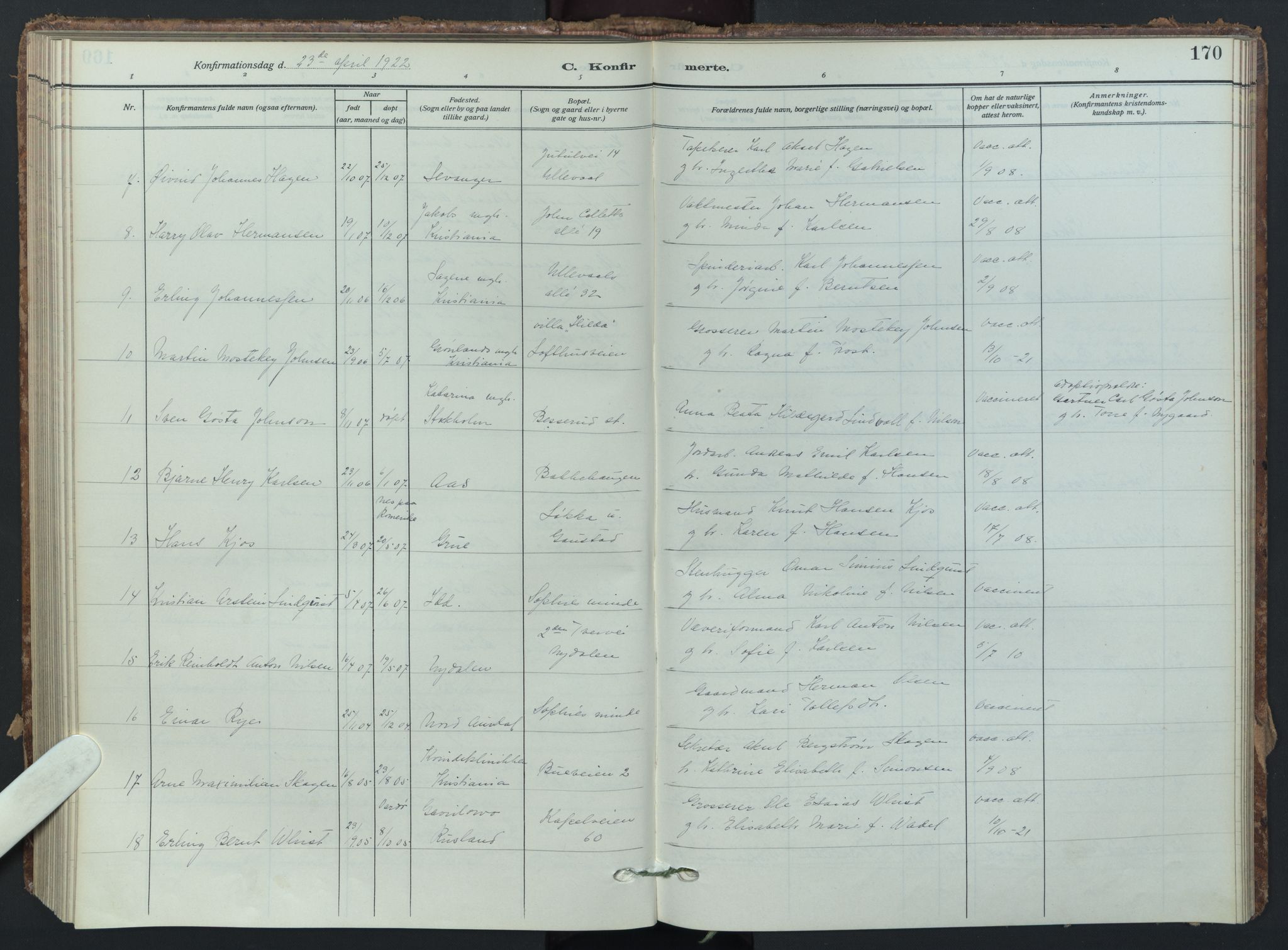 Vestre Aker prestekontor Kirkebøker, AV/SAO-A-10025/F/Fa/L0017: Parish register (official) no. 17, 1910-1926, p. 170