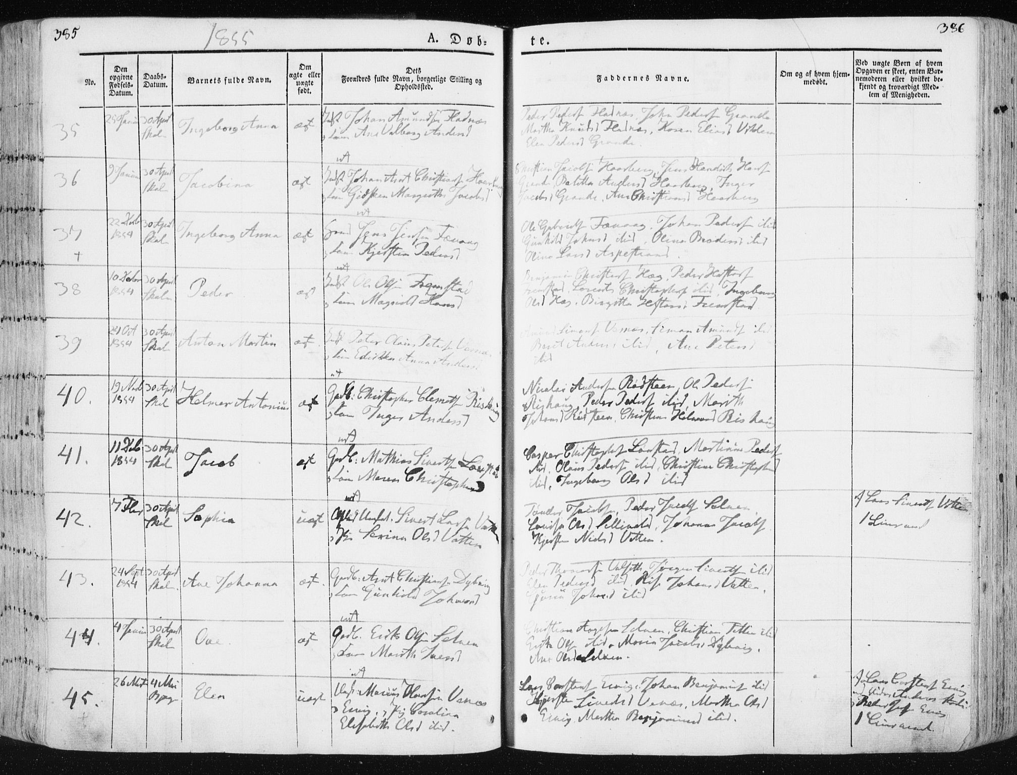 Ministerialprotokoller, klokkerbøker og fødselsregistre - Sør-Trøndelag, SAT/A-1456/659/L0736: Parish register (official) no. 659A06, 1842-1856, p. 385-386