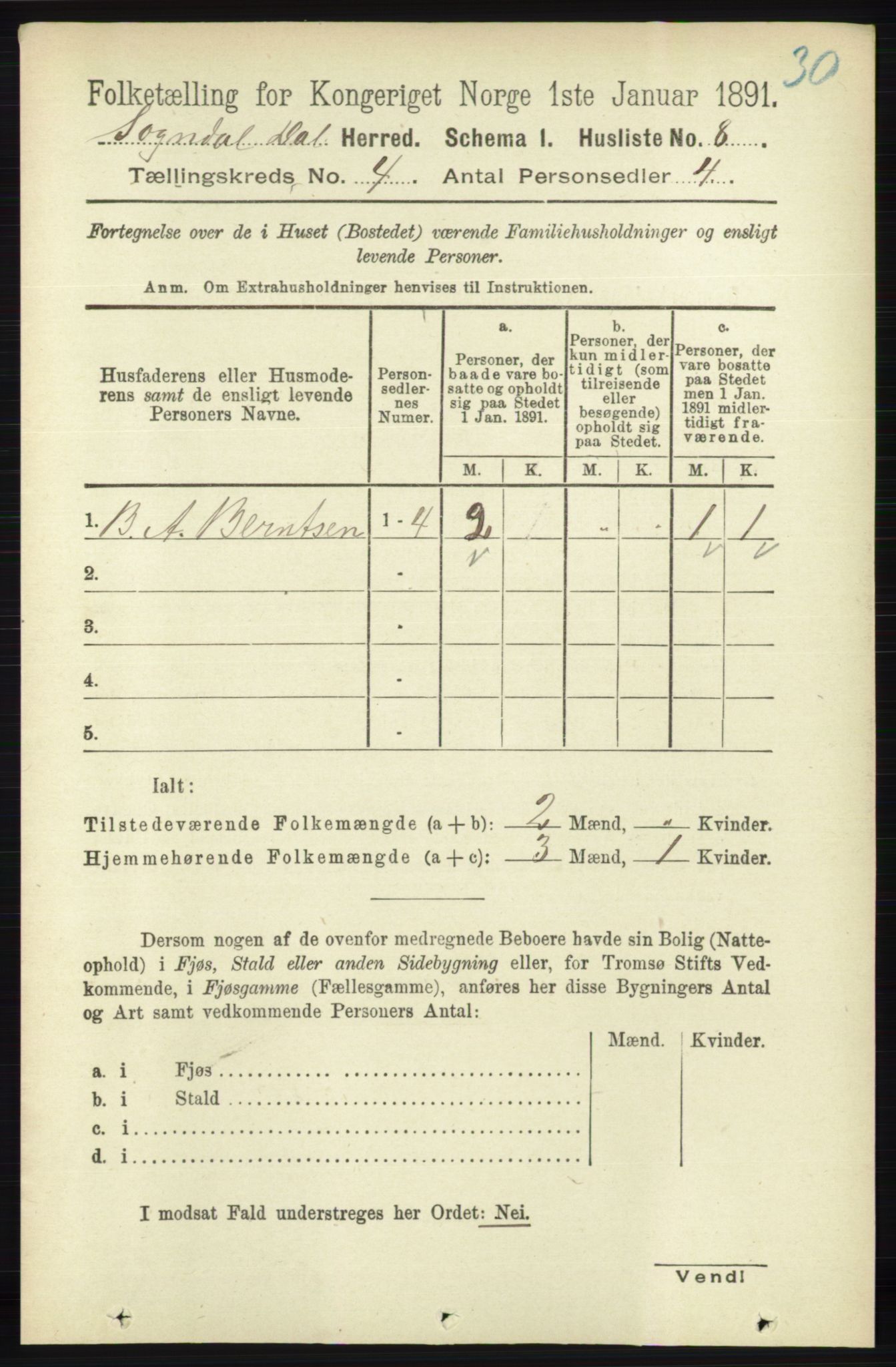 RA, 1891 census for 1111 Sokndal, 1891, p. 958