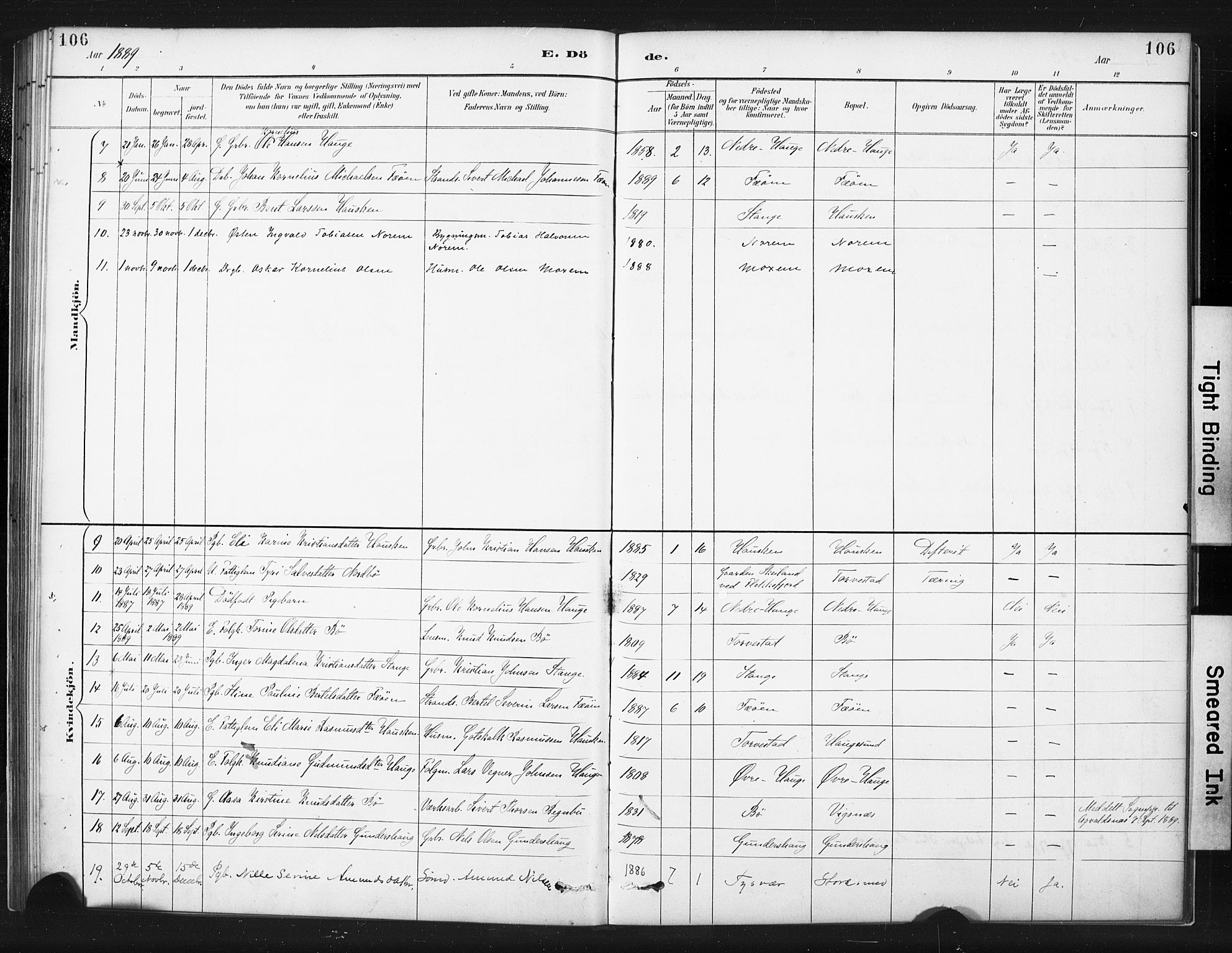 Torvastad sokneprestkontor, AV/SAST-A -101857/H/Ha/Haa/L0015: Parish register (official) no. A 14, 1888-1899, p. 106