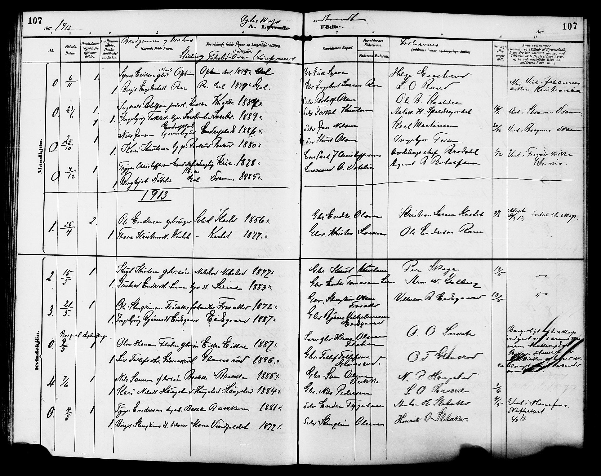 Gol kirkebøker, AV/SAKO-A-226/G/Ga/L0003: Parish register (copy) no. I 3, 1887-1914, p. 107