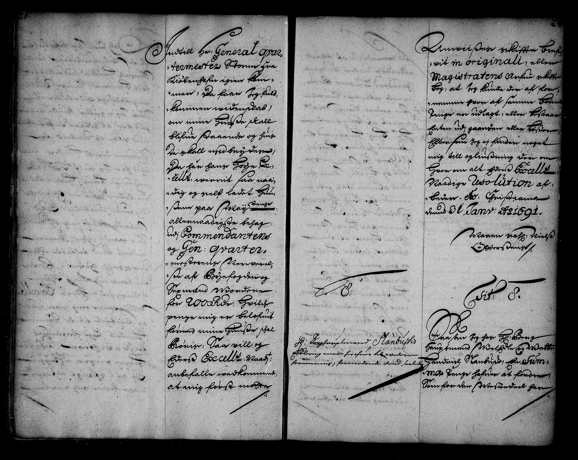 Stattholderembetet 1572-1771, AV/RA-EA-2870/Ae/L0008: Supplikasjons- og resolusjonsprotokoll, 1691, p. 28-29