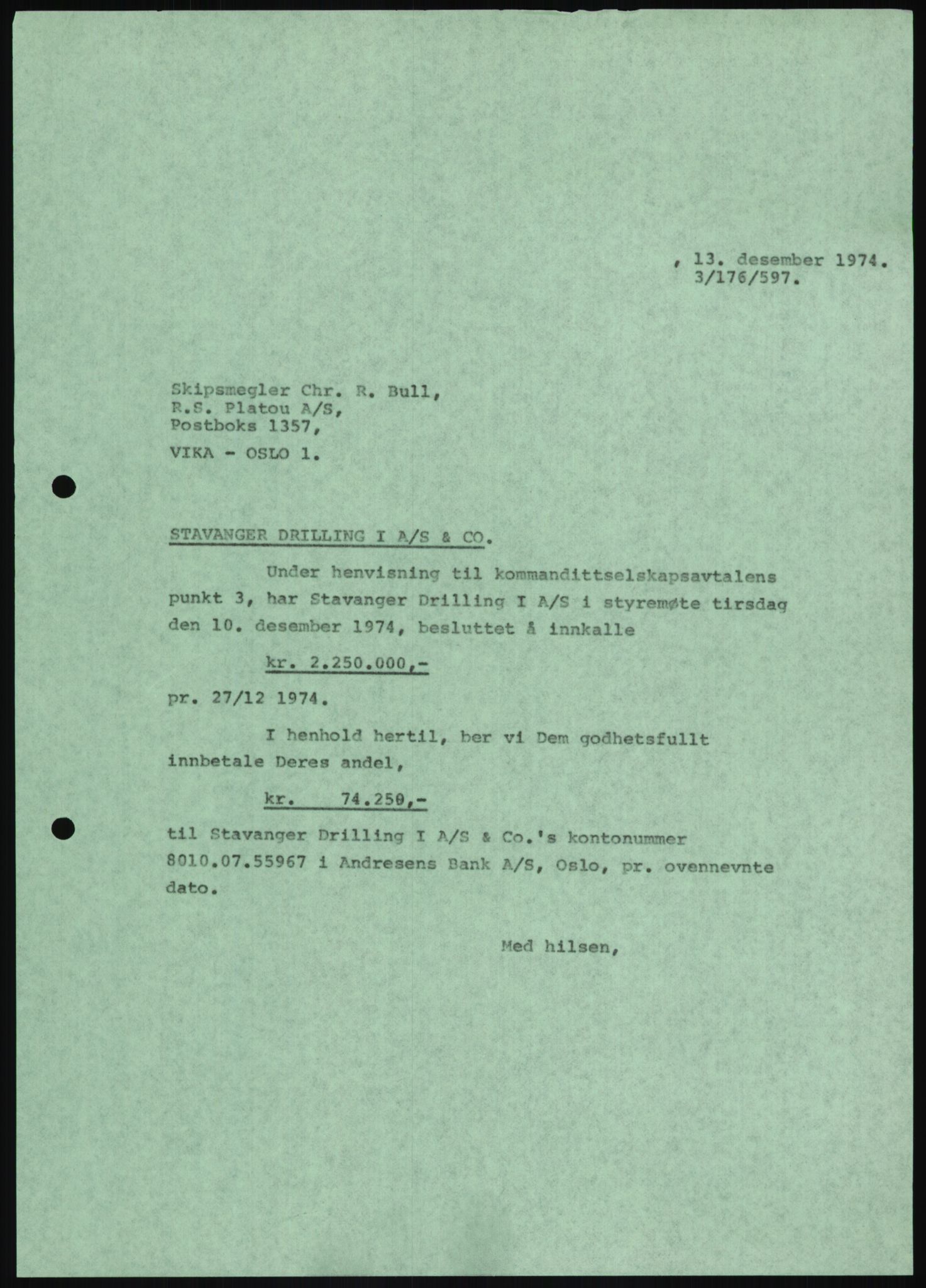 Pa 1503 - Stavanger Drilling AS, AV/SAST-A-101906/D/L0006: Korrespondanse og saksdokumenter, 1974-1984, p. 1146