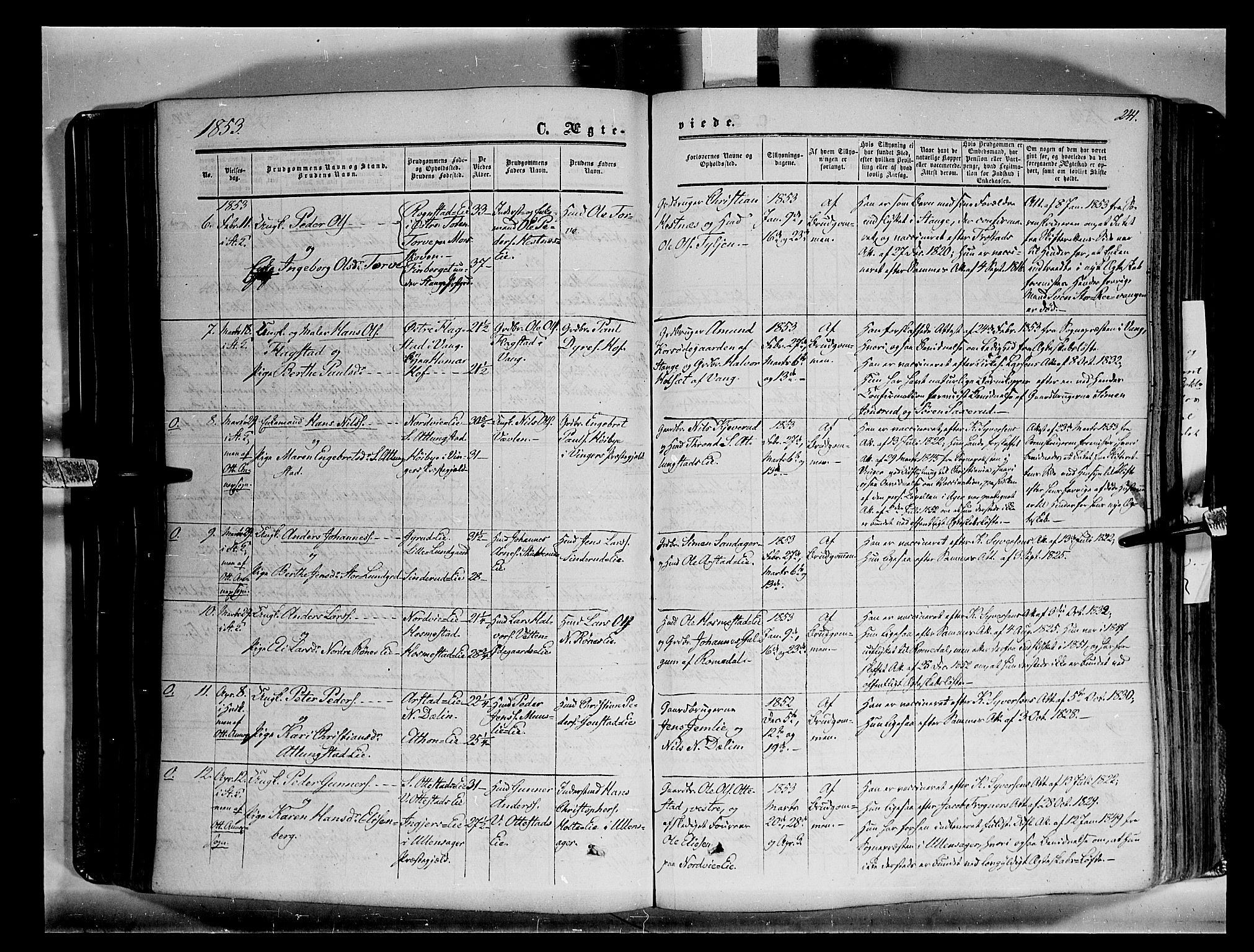 Stange prestekontor, SAH/PREST-002/K/L0012: Parish register (official) no. 12, 1852-1862, p. 241