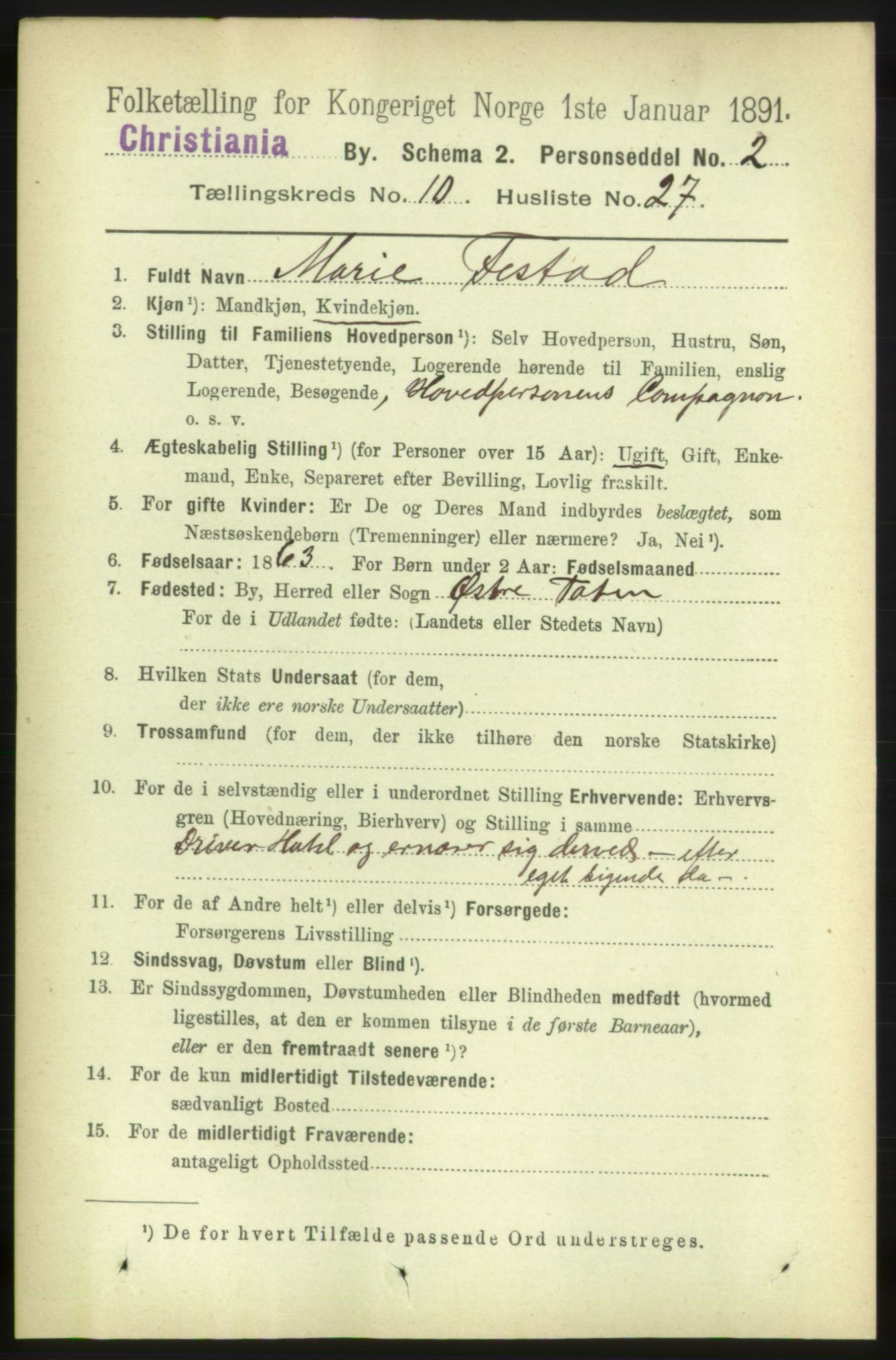 RA, 1891 census for 0301 Kristiania, 1891, p. 4684