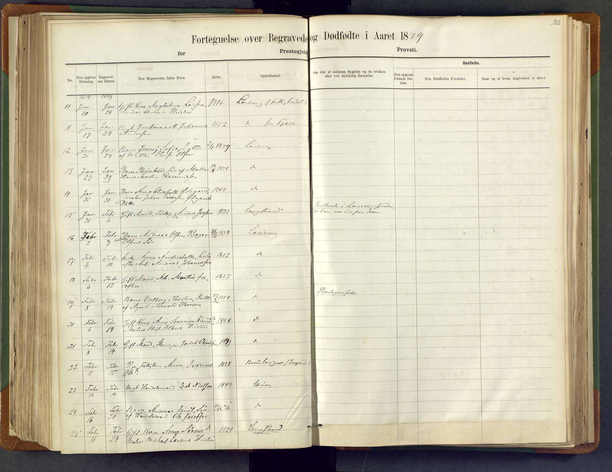 Larvik kirkebøker, SAKO/A-352/F/Fa/L0007: Parish register (official) no. I 7, 1871-1883, p. 182