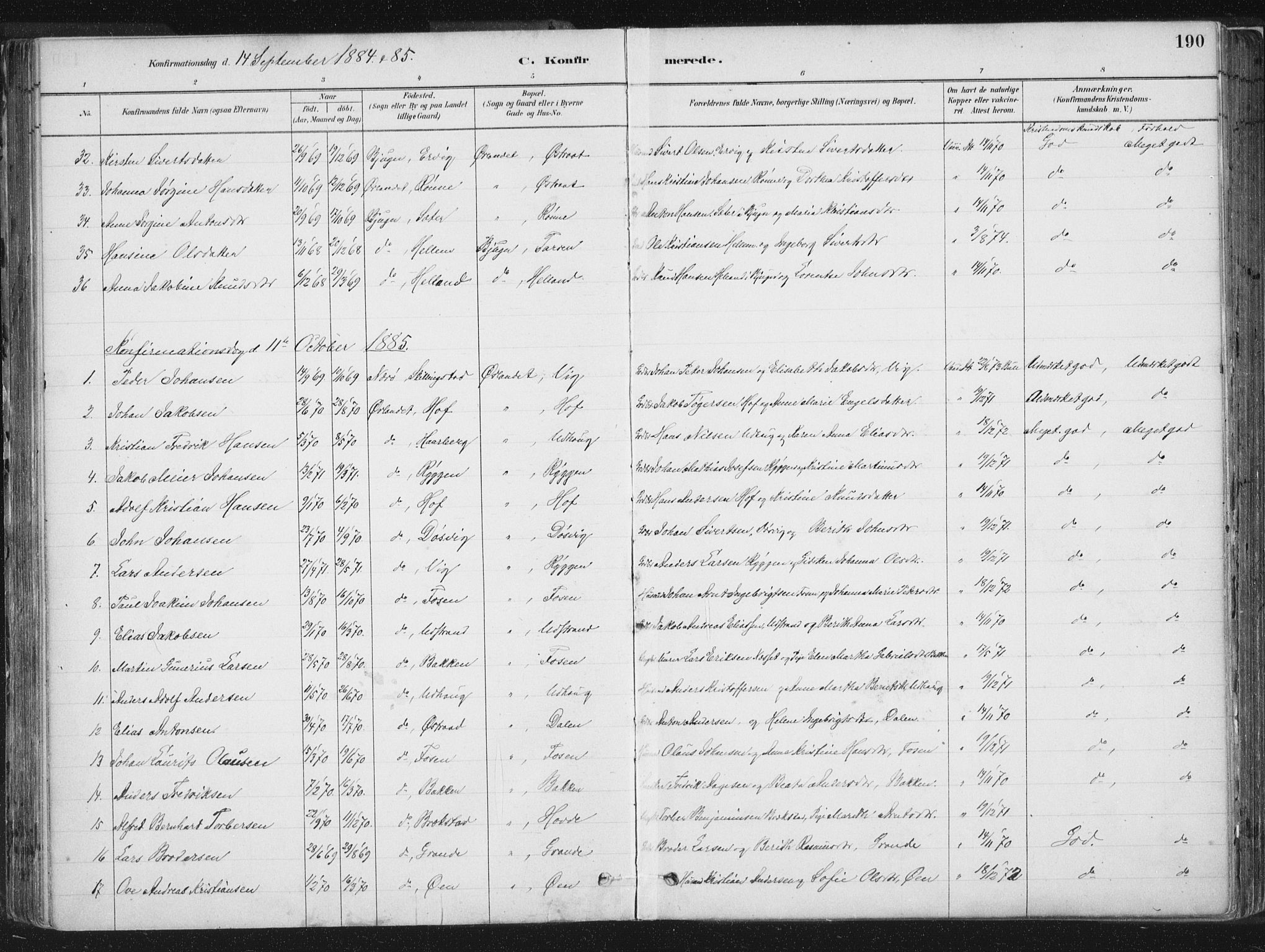 Ministerialprotokoller, klokkerbøker og fødselsregistre - Sør-Trøndelag, SAT/A-1456/659/L0739: Parish register (official) no. 659A09, 1879-1893, p. 190