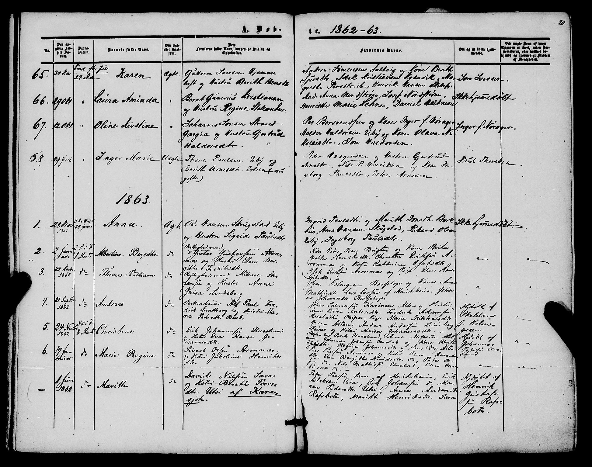 Alta sokneprestkontor, SATØ/S-1338/H/Ha/L0001.kirke: Parish register (official) no. 1, 1858-1878, p. 20