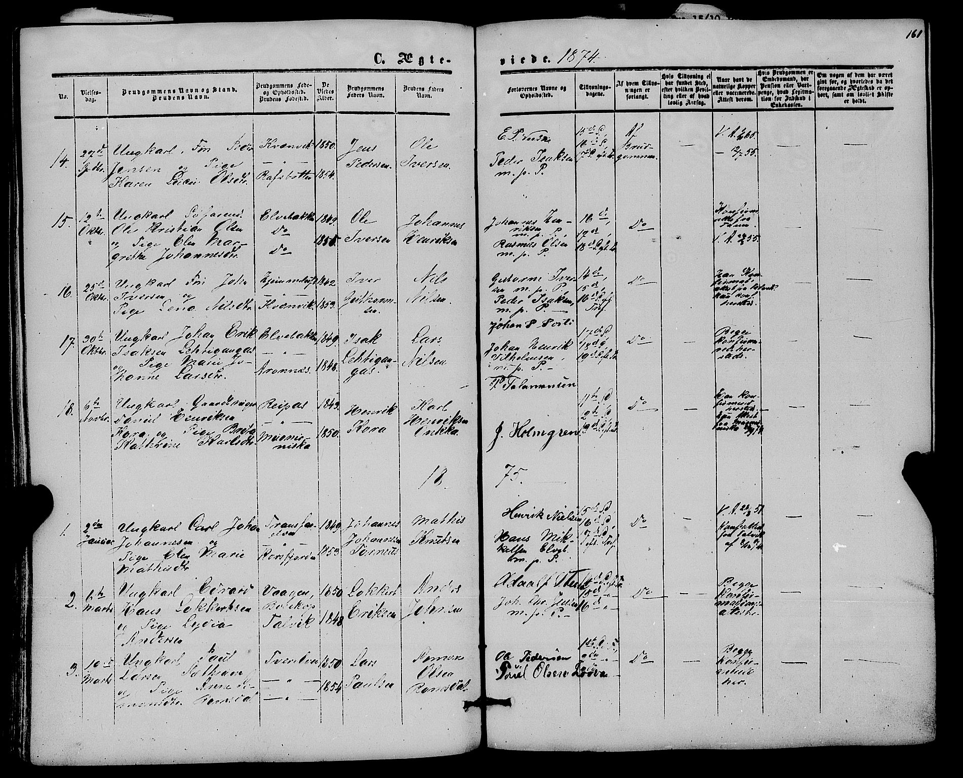 Alta sokneprestkontor, SATØ/S-1338/H/Ha/L0001.kirke: Parish register (official) no. 1, 1858-1878, p. 161