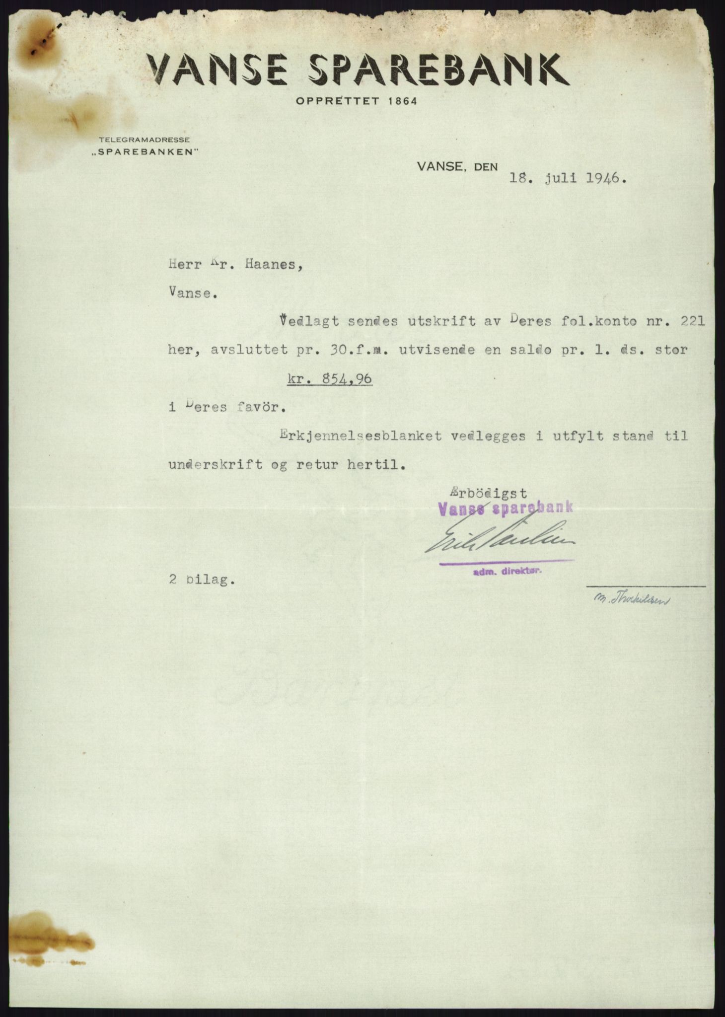 Forsvarsdepartementet, 10. kontor / Oppgjørskontoret, AV/RA-RAFA-1225/D/Db/L0180: Lista oppgjørskontor, 1942-1952, p. 2101