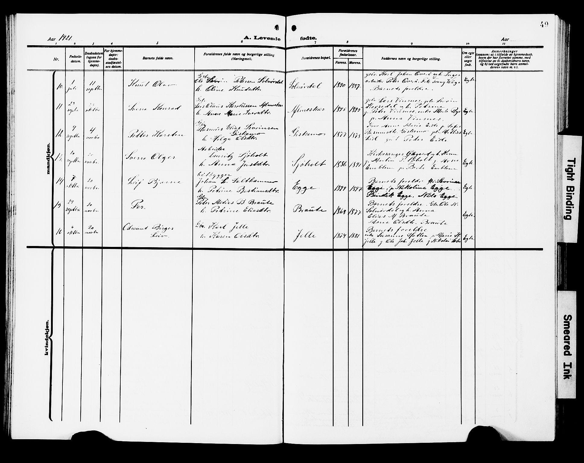 Ministerialprotokoller, klokkerbøker og fødselsregistre - Møre og Romsdal, AV/SAT-A-1454/522/L0328: Parish register (copy) no. 522C07, 1909-1925, p. 49