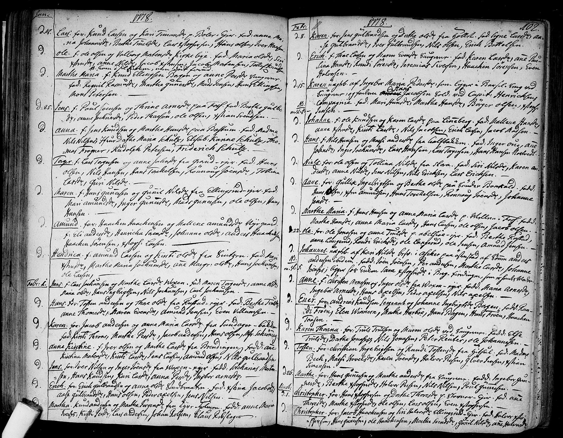Aker prestekontor kirkebøker, SAO/A-10861/F/L0009: Parish register (official) no. 9, 1765-1785, p. 102