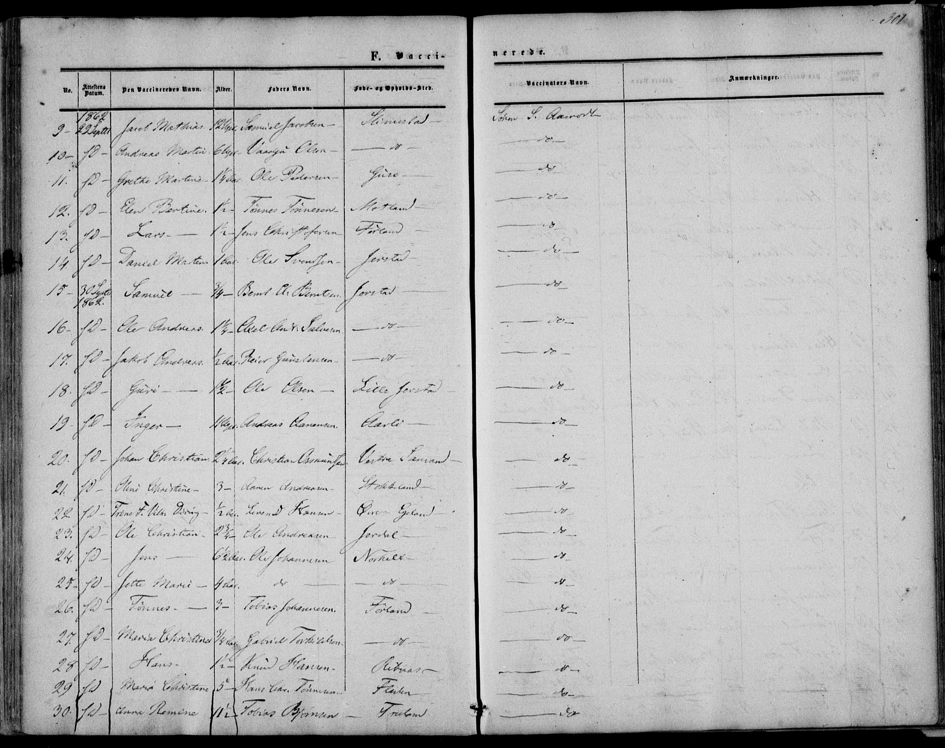 Kvinesdal sokneprestkontor, AV/SAK-1111-0026/F/Fa/Fab/L0006: Parish register (official) no. A 6, 1857-1869, p. 301