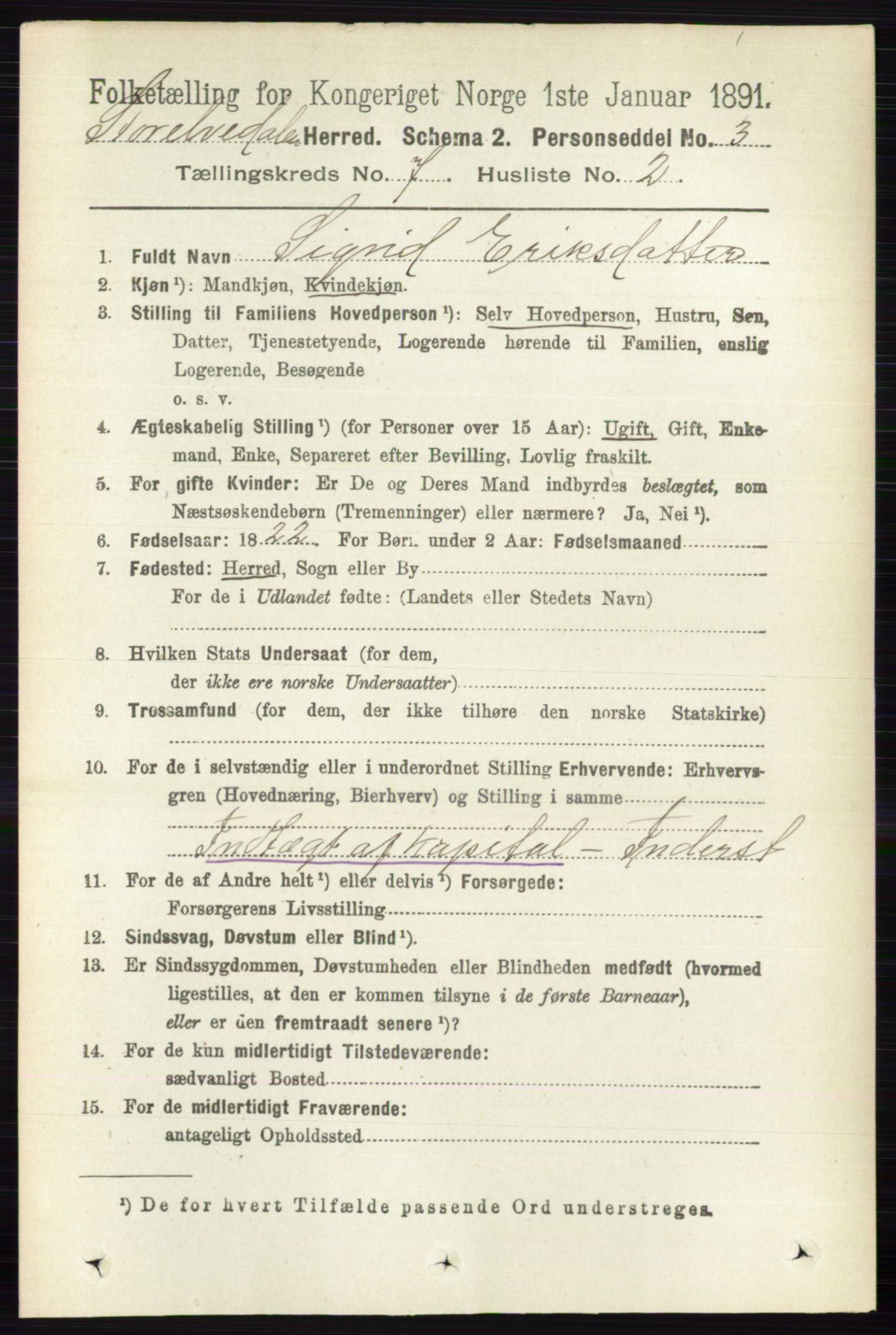 RA, 1891 census for 0430 Stor-Elvdal, 1891, p. 2661