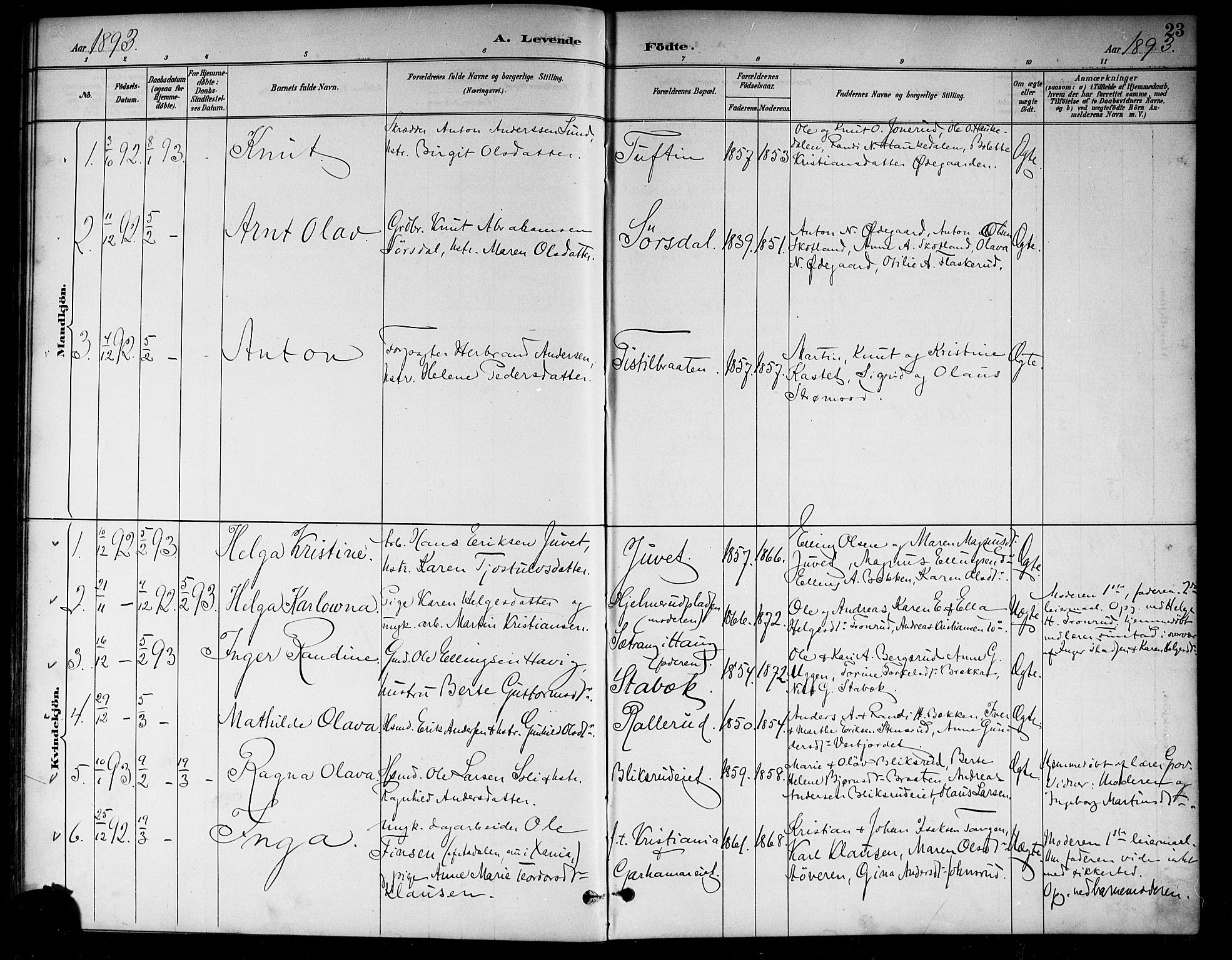 Lunder kirkebøker, AV/SAKO-A-629/G/Ga/L0004: Parish register (copy) no. I 4, 1889-1917, p. 23