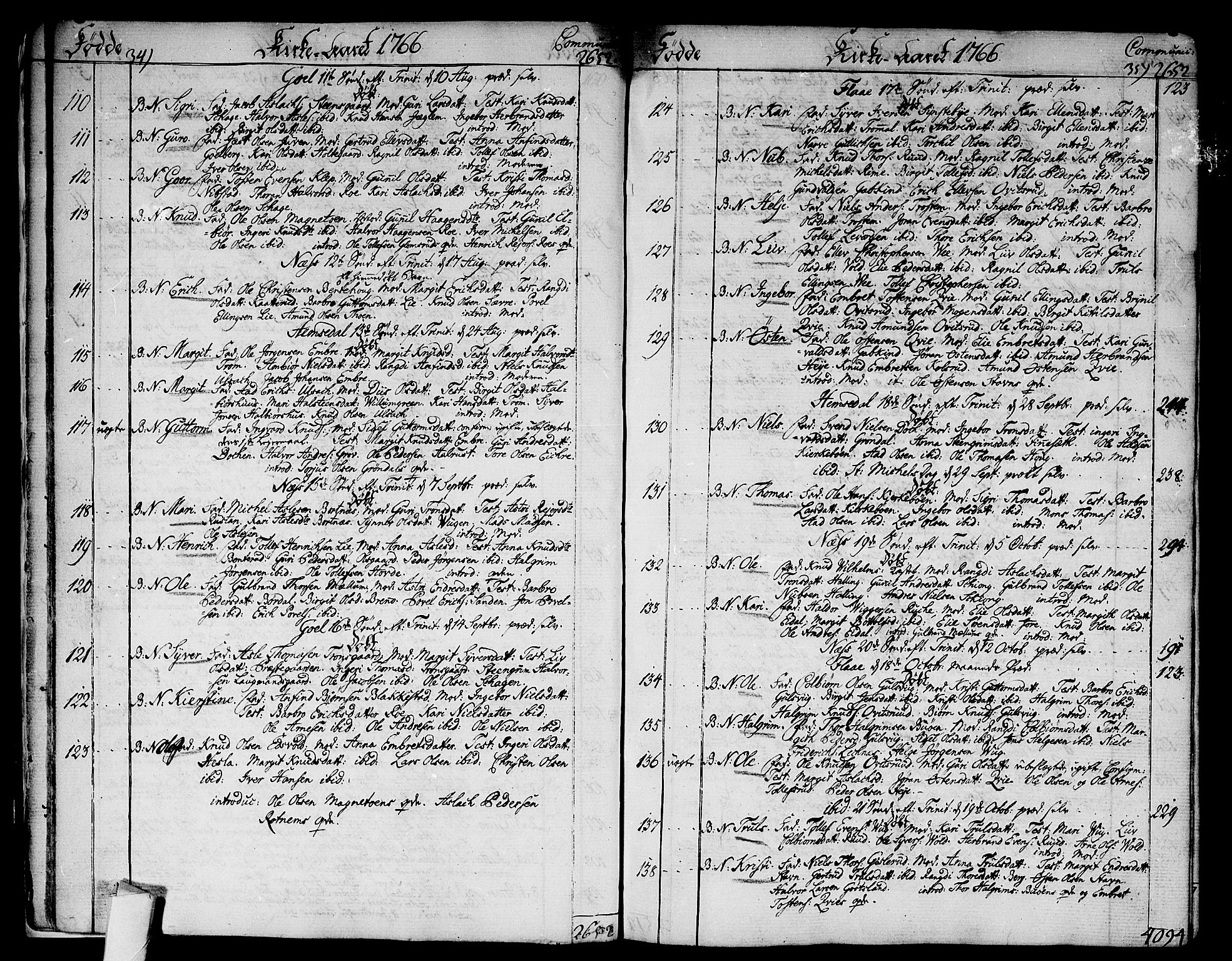 Nes kirkebøker, SAKO/A-236/F/Fa/L0004: Parish register (official) no. 4, 1764-1786, p. 34-35