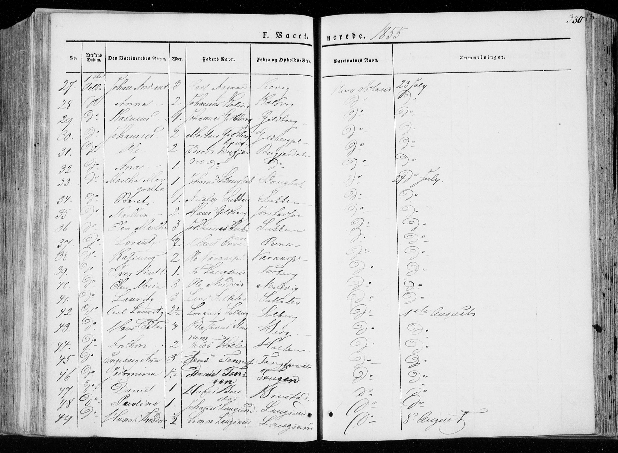 Ministerialprotokoller, klokkerbøker og fødselsregistre - Nord-Trøndelag, AV/SAT-A-1458/722/L0218: Parish register (official) no. 722A05, 1843-1868, p. 330