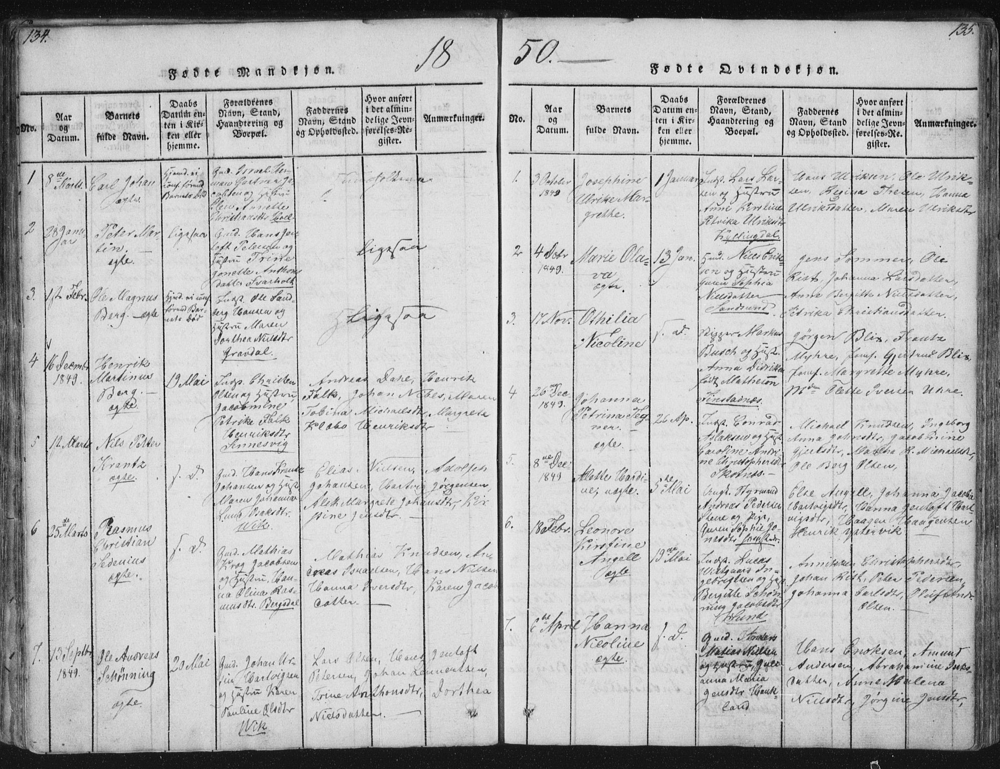 Ministerialprotokoller, klokkerbøker og fødselsregistre - Nordland, AV/SAT-A-1459/881/L1164: Parish register (copy) no. 881C01, 1818-1853, p. 134-135