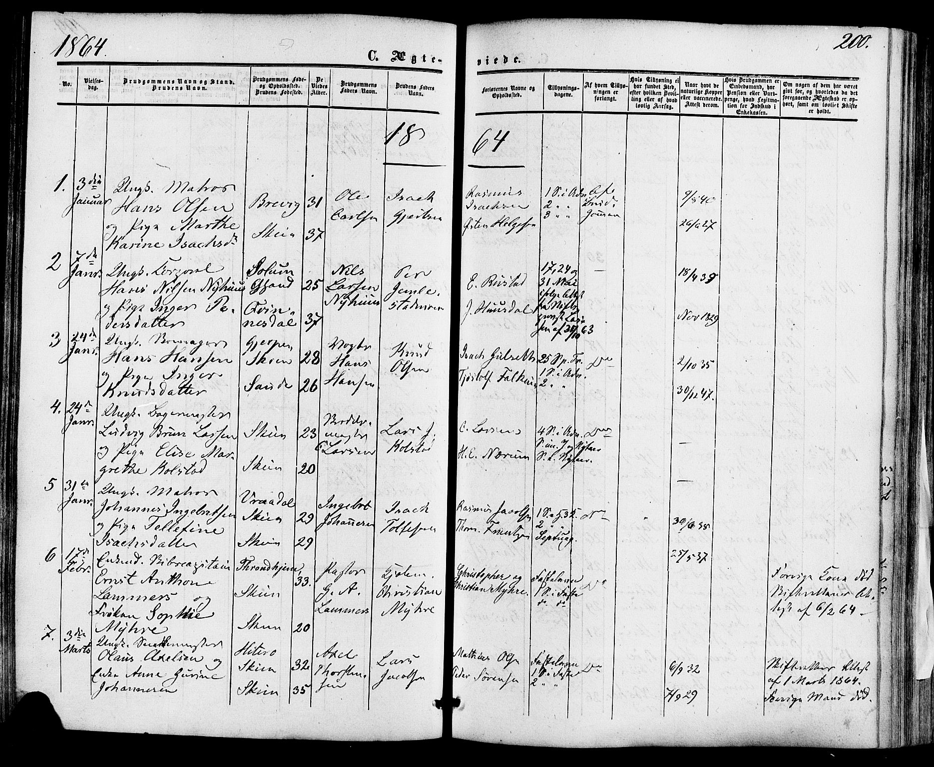 Skien kirkebøker, SAKO/A-302/F/Fa/L0007: Parish register (official) no. 7, 1856-1865, p. 200