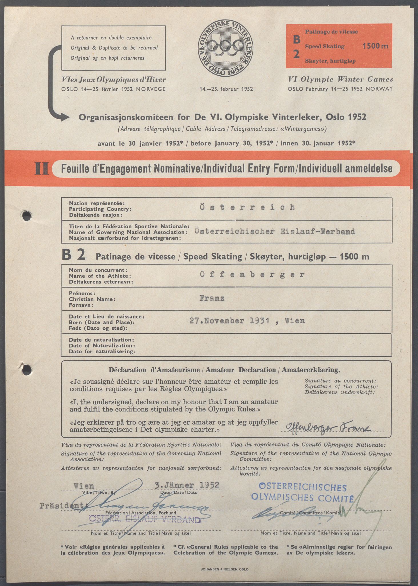 Organisasjonskomiteen for de VI. olympiske vinterleker, OBA/A-20130/H/Ha, 1951-1952, p. 1128