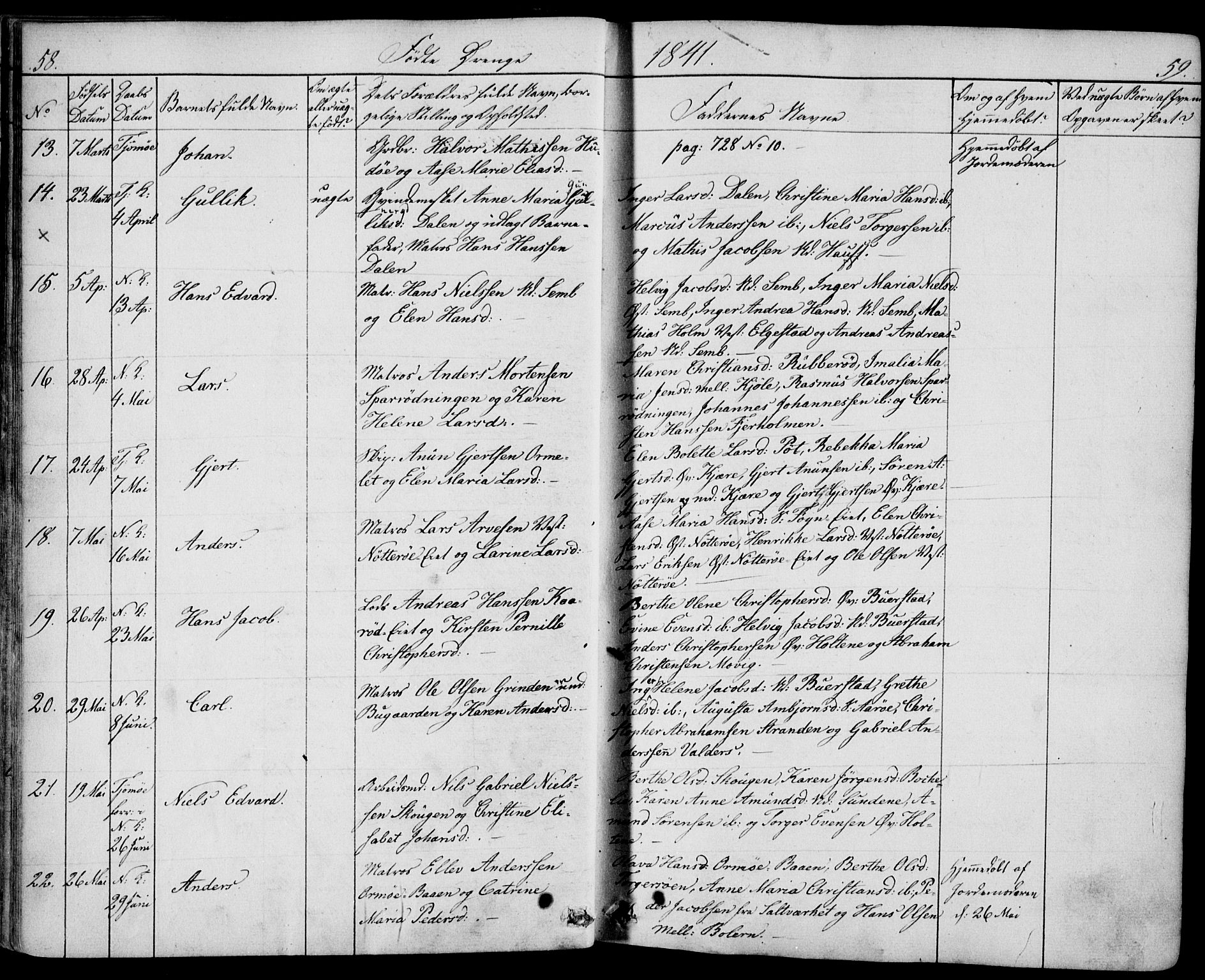 Nøtterøy kirkebøker, AV/SAKO-A-354/F/Fa/L0005: Parish register (official) no. I 5, 1839-1852, p. 58-59