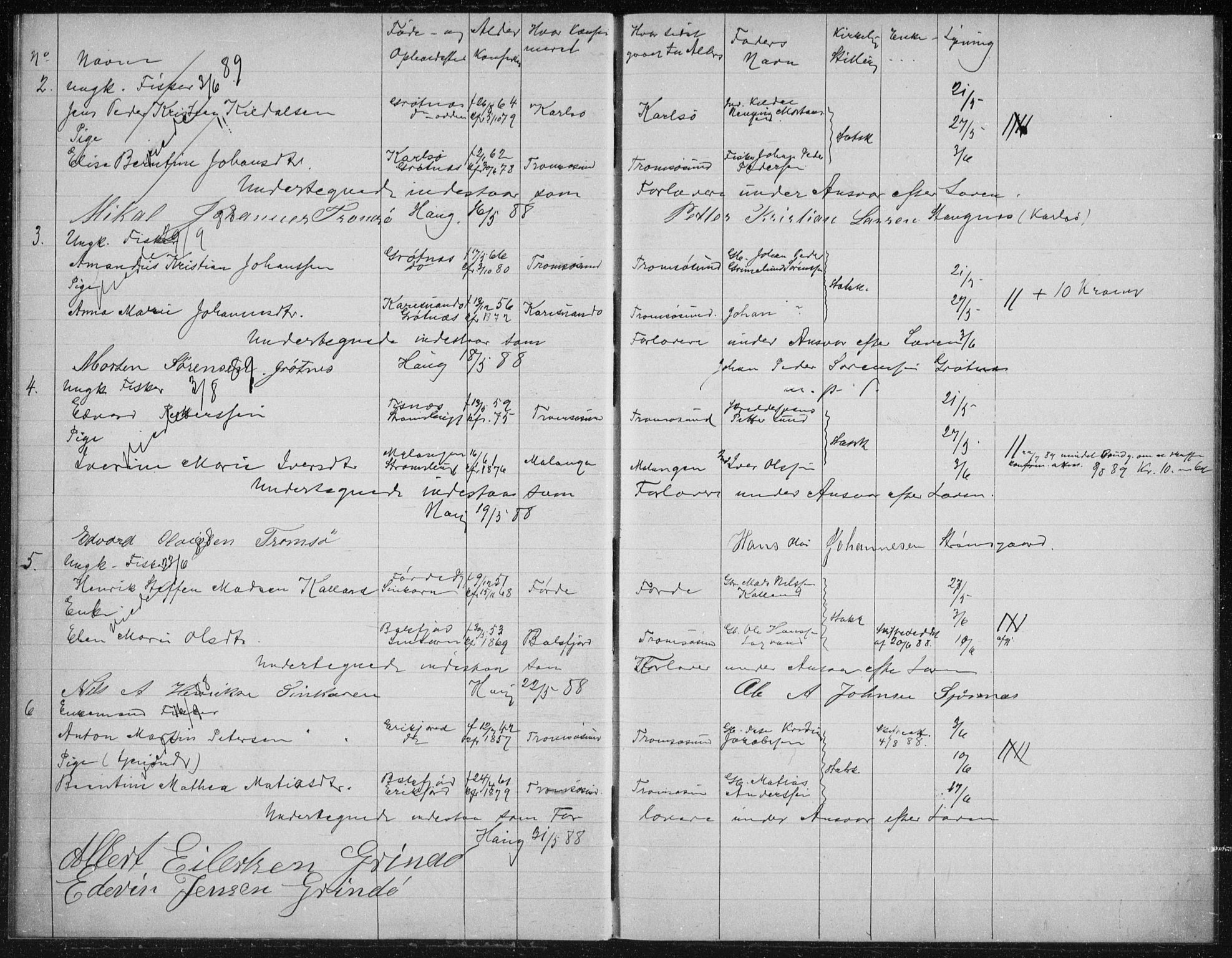 Tromsøysund sokneprestkontor, AV/SATØ-S-1304/H/Hc/L0057: Banns register no. 57, 1887-1894