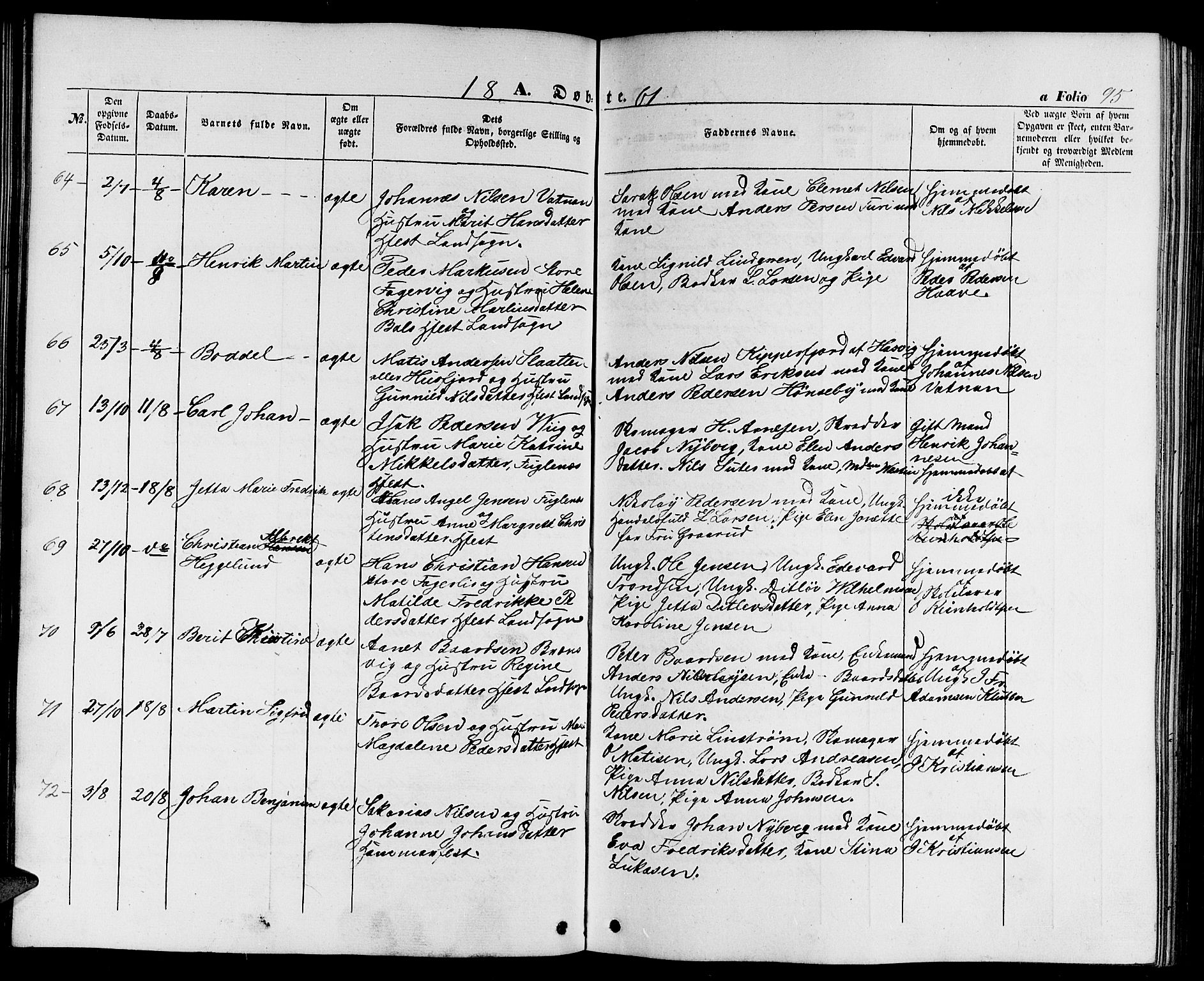 Hammerfest sokneprestkontor, AV/SATØ-S-1347/H/Hb/L0002.klokk: Parish register (copy) no. 2, 1851-1861, p. 95