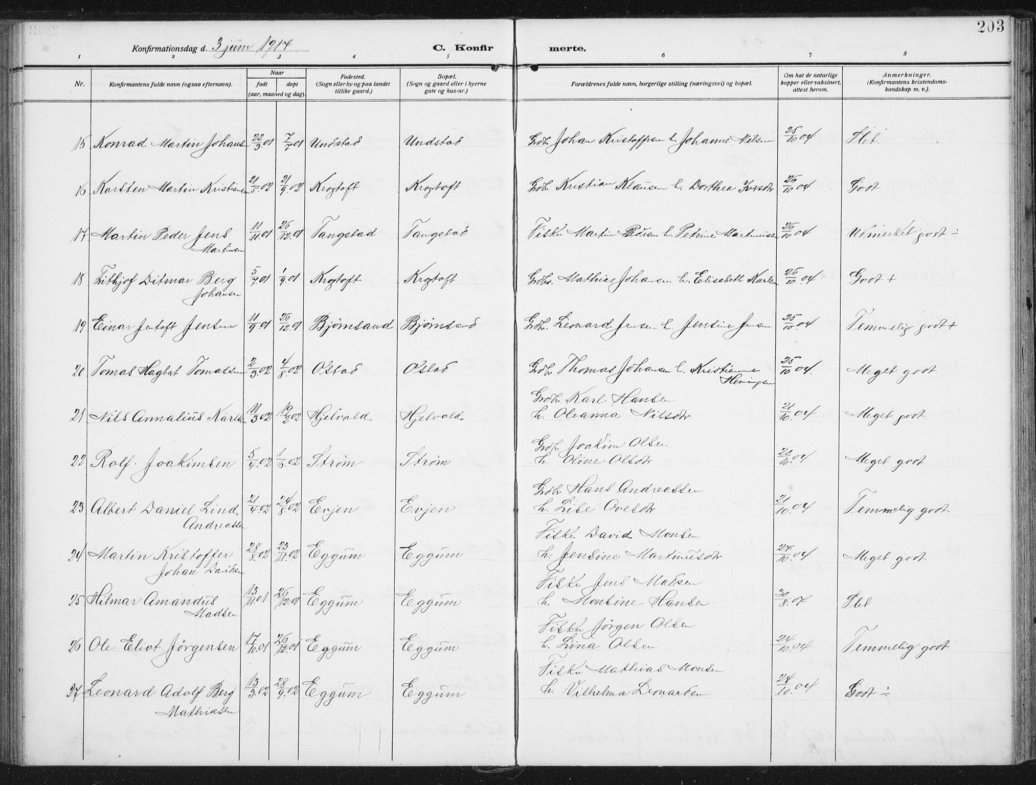 Ministerialprotokoller, klokkerbøker og fødselsregistre - Nordland, SAT/A-1459/880/L1135: Parish register (official) no. 880A09, 1908-1919, p. 203