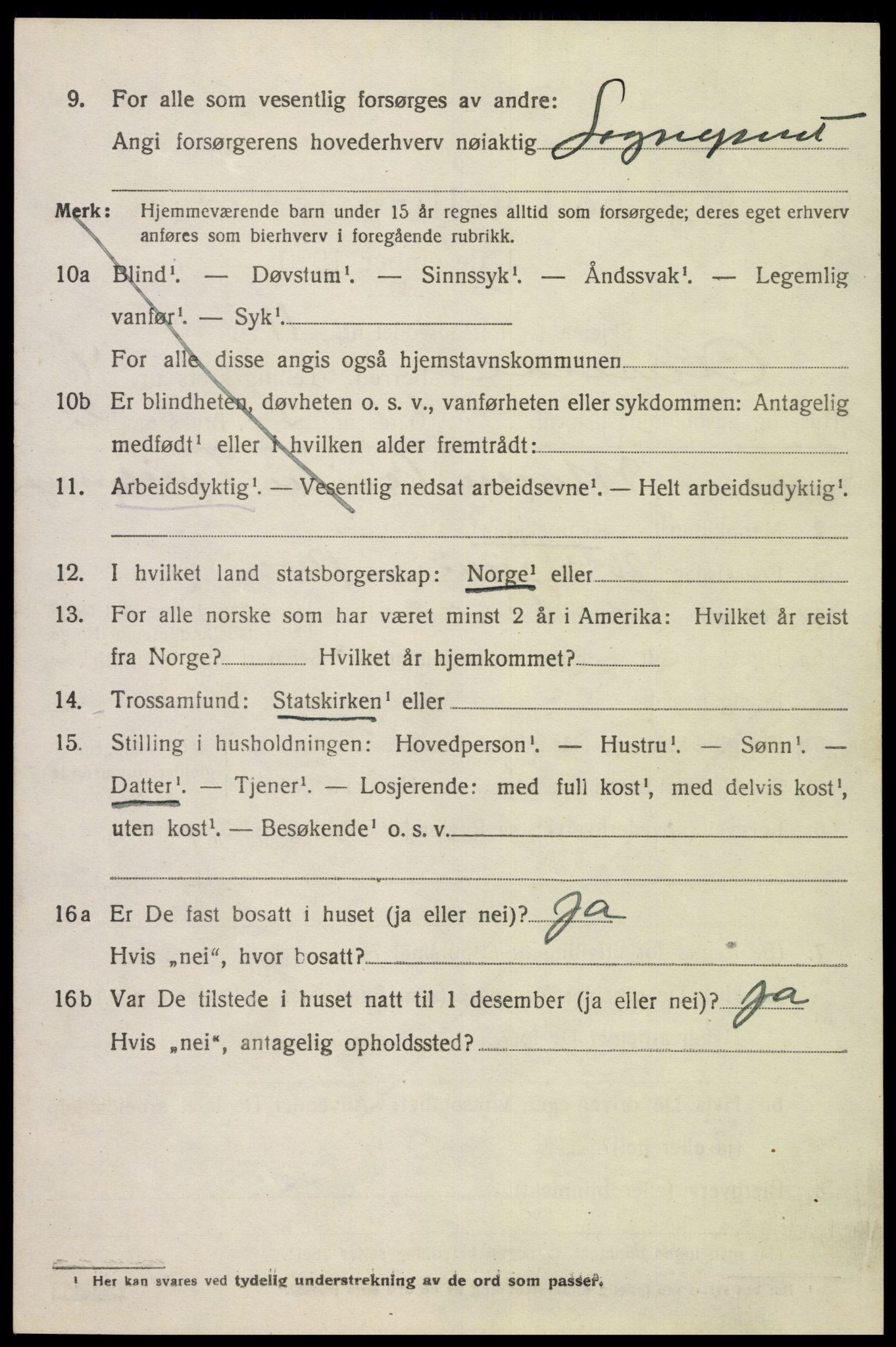 SAK, 1920 census for Åseral, 1920, p. 1197