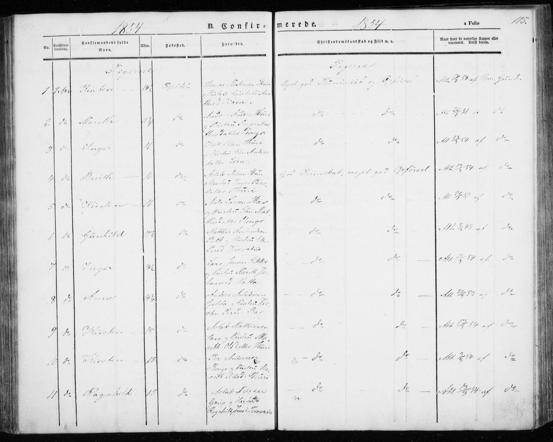 Kautokeino sokneprestembete, AV/SATØ-S-1340/H/Ha/L0002.kirke: Parish register (official) no. 2, 1843-1861, p. 115