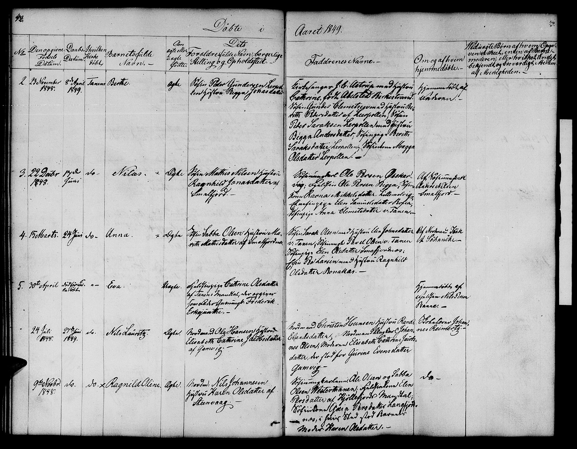 Nesseby sokneprestkontor, AV/SATØ-S-1330/H/Hb/L0005klokker: Parish register (copy) no. 5, 1846-1852, p. 42-43