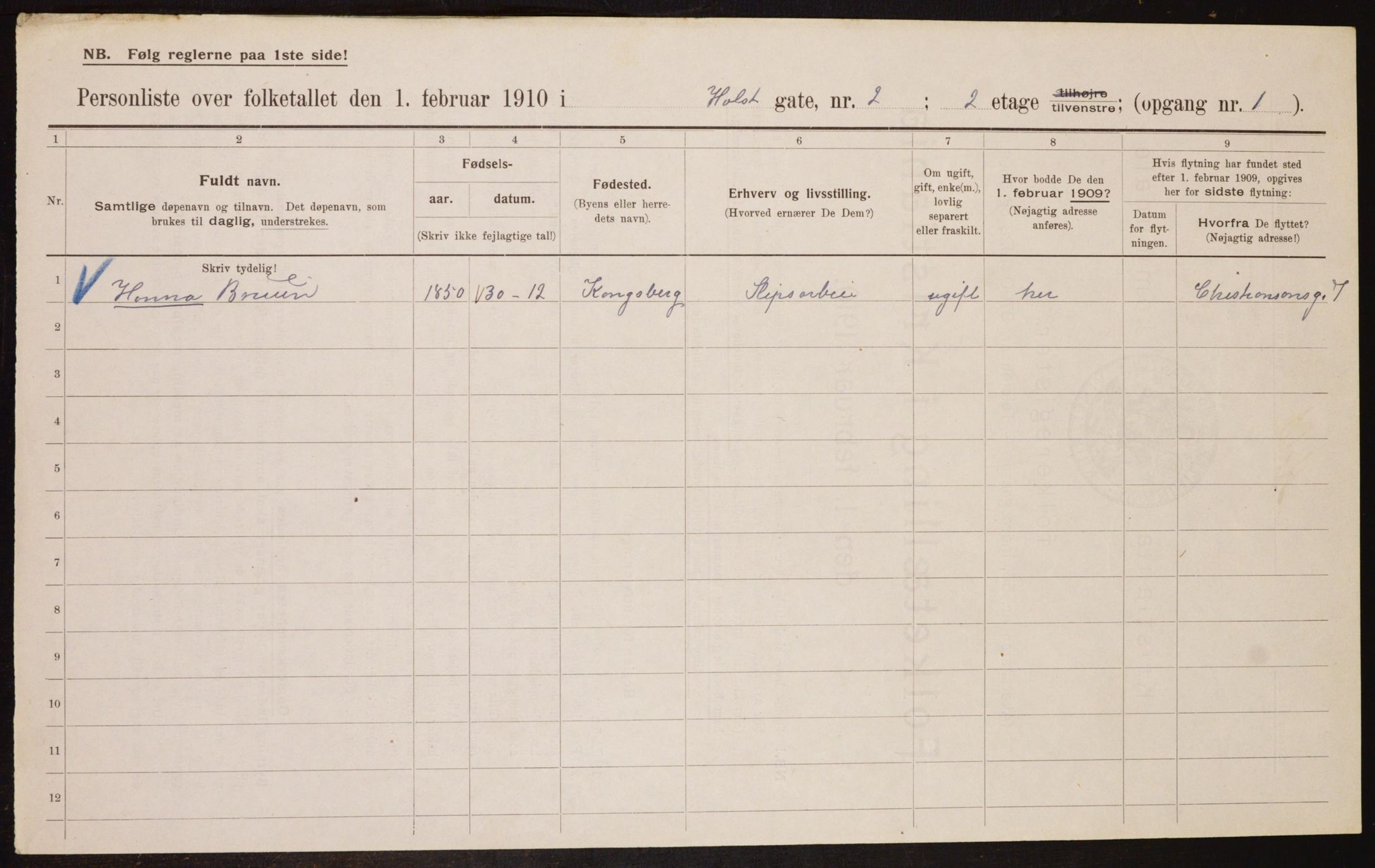 OBA, Municipal Census 1910 for Kristiania, 1910, p. 40150