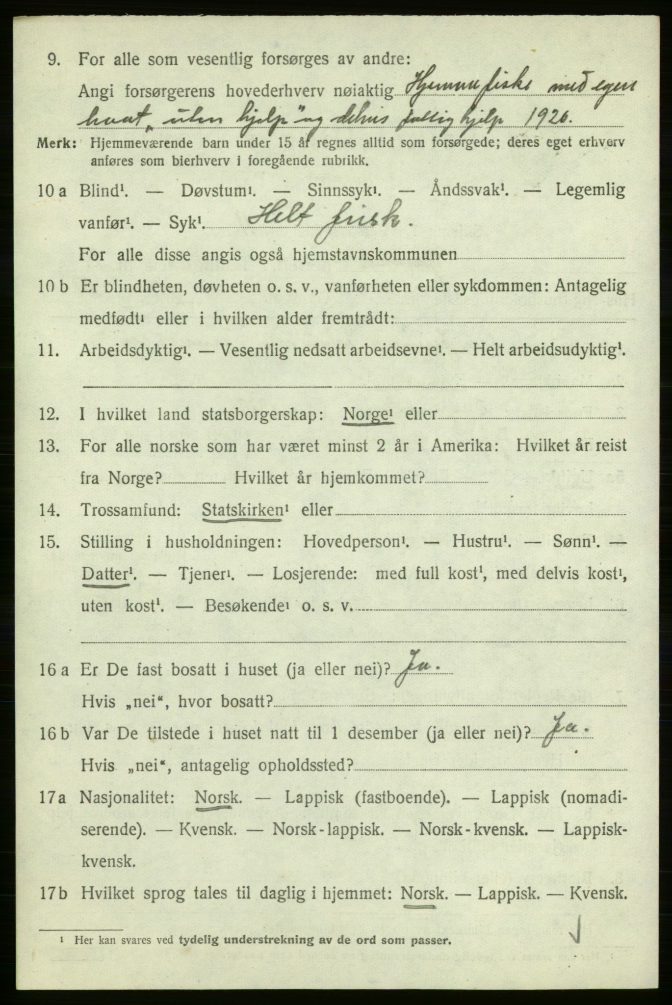 SATØ, 1920 census for Gamvik, 1920, p. 2871