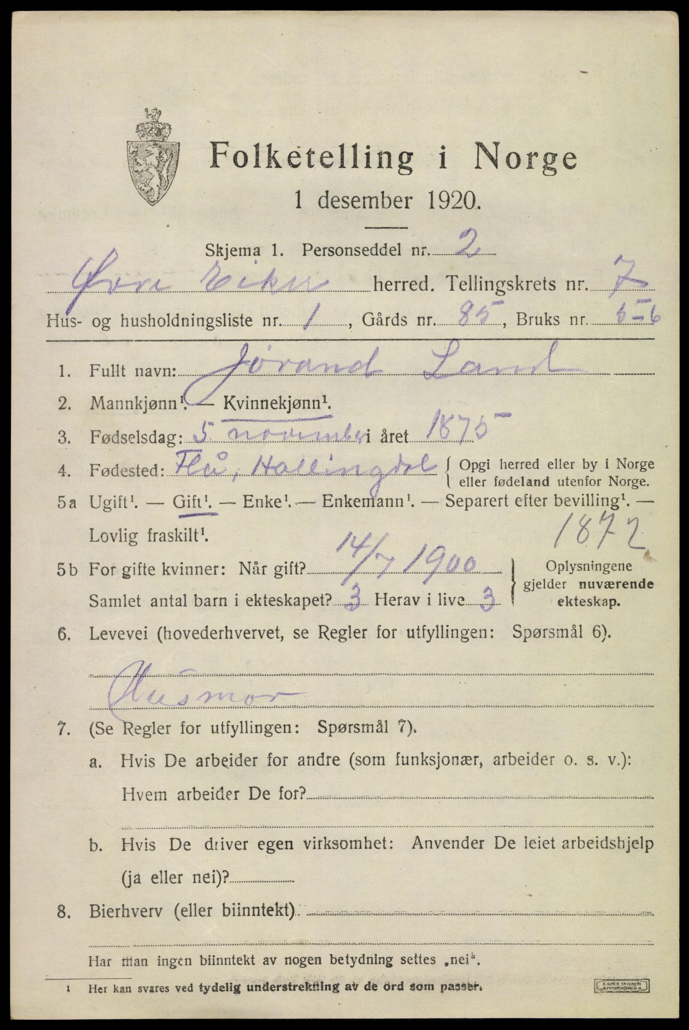 SAKO, 1920 census for Øvre Eiker, 1920, p. 13266