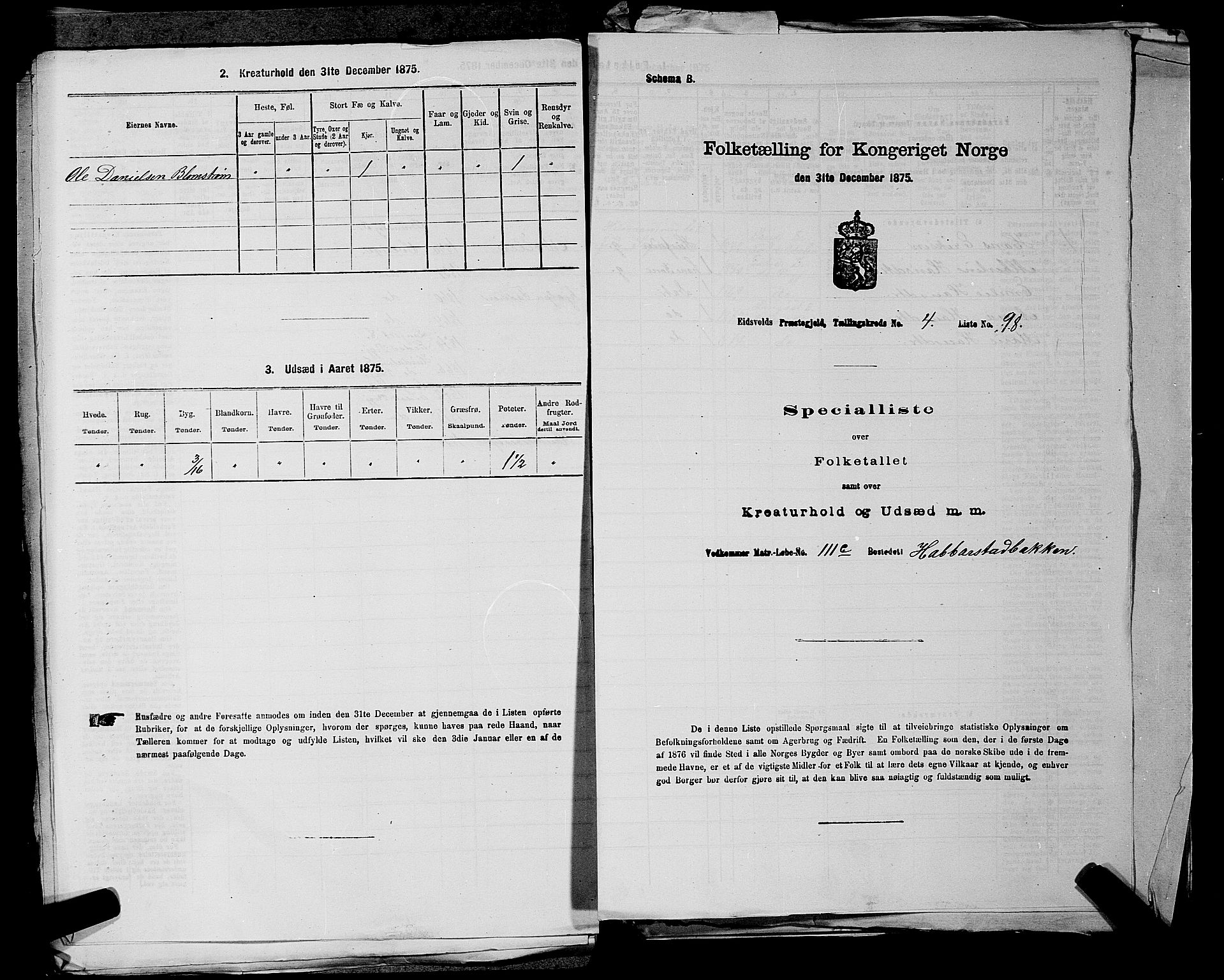 RA, 1875 census for 0237P Eidsvoll, 1875, p. 663