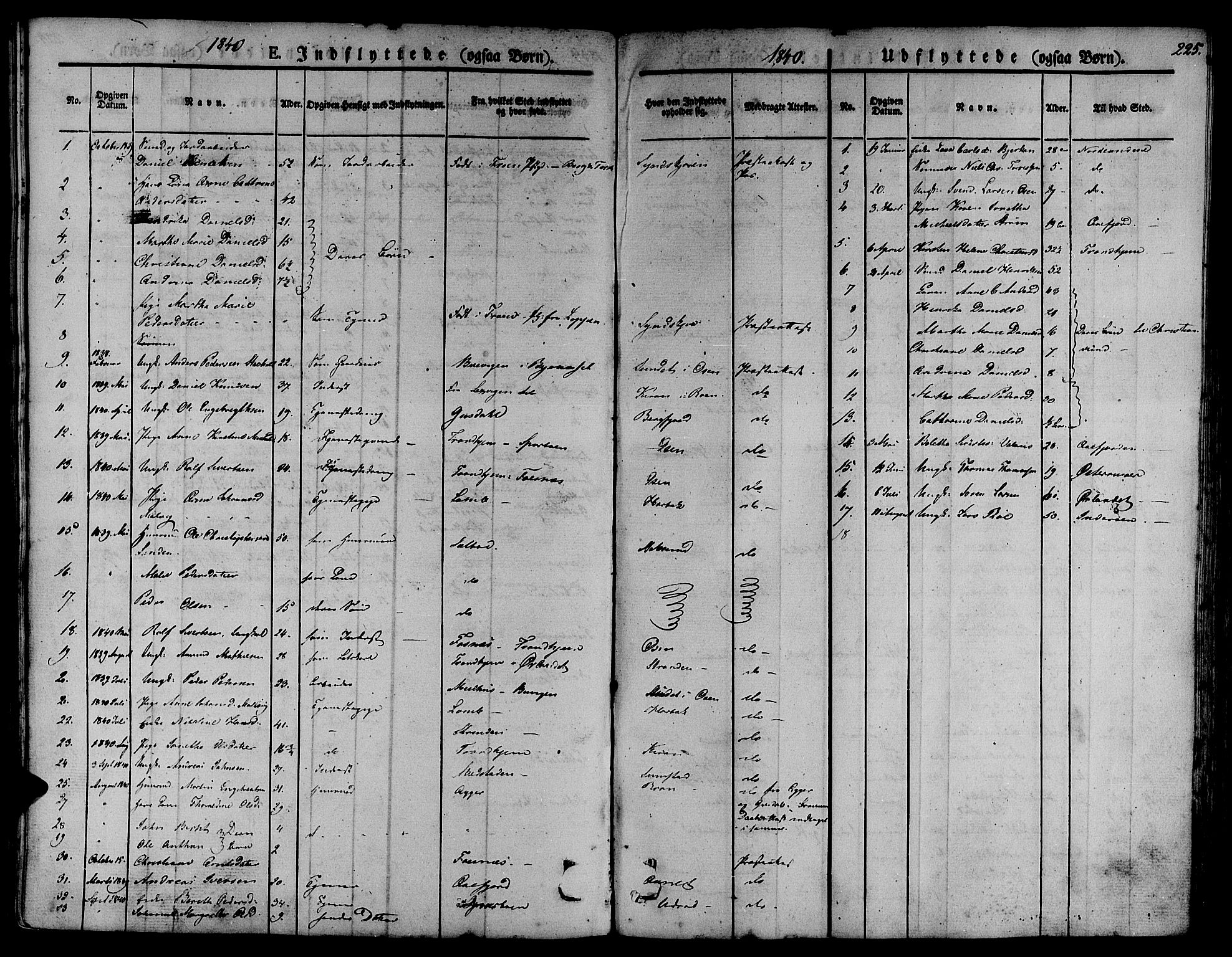 Ministerialprotokoller, klokkerbøker og fødselsregistre - Sør-Trøndelag, SAT/A-1456/657/L0703: Parish register (official) no. 657A04, 1831-1846, p. 225