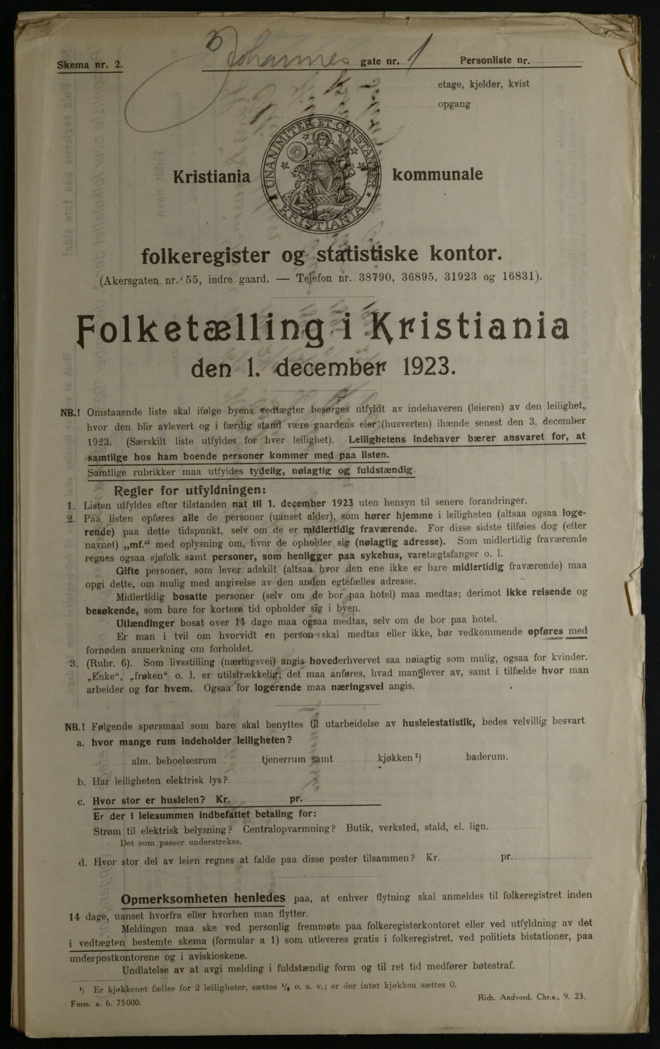 OBA, Municipal Census 1923 for Kristiania, 1923, p. 52792