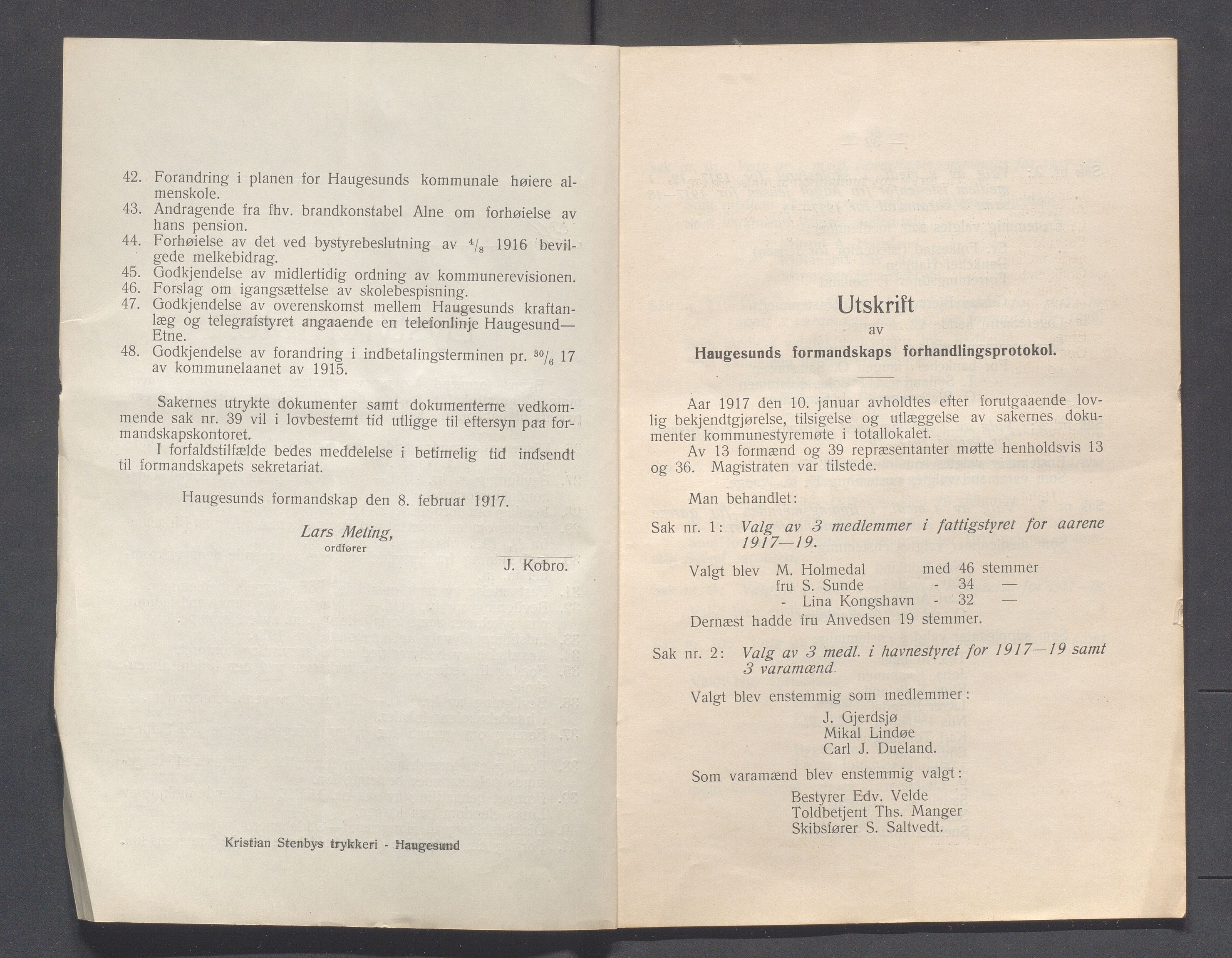 Haugesund kommune - Formannskapet og Bystyret, IKAR/A-740/A/Abb/L0002: Bystyreforhandlinger, 1908-1917, p. 583