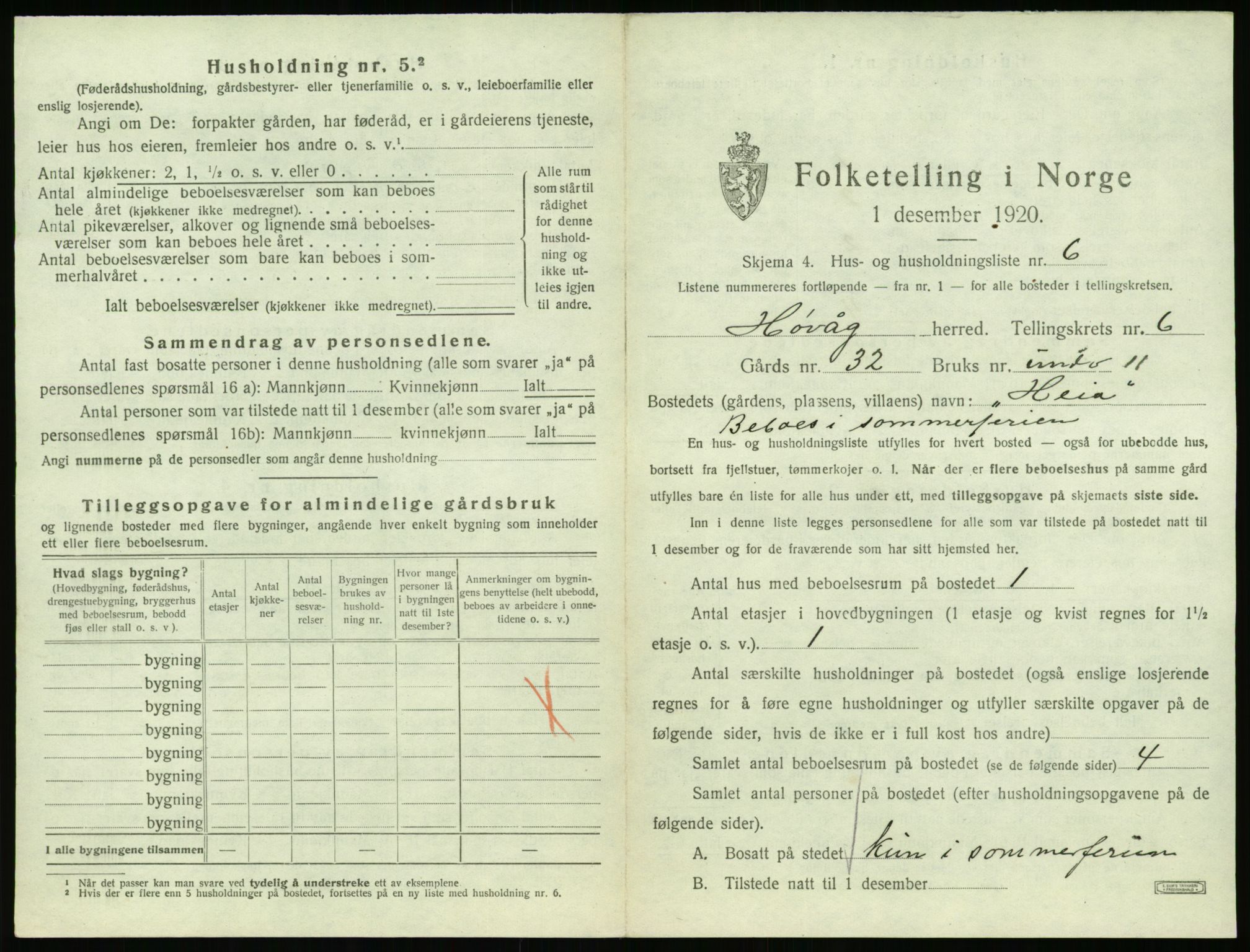 SAK, 1920 census for Høvåg, 1920, p. 510