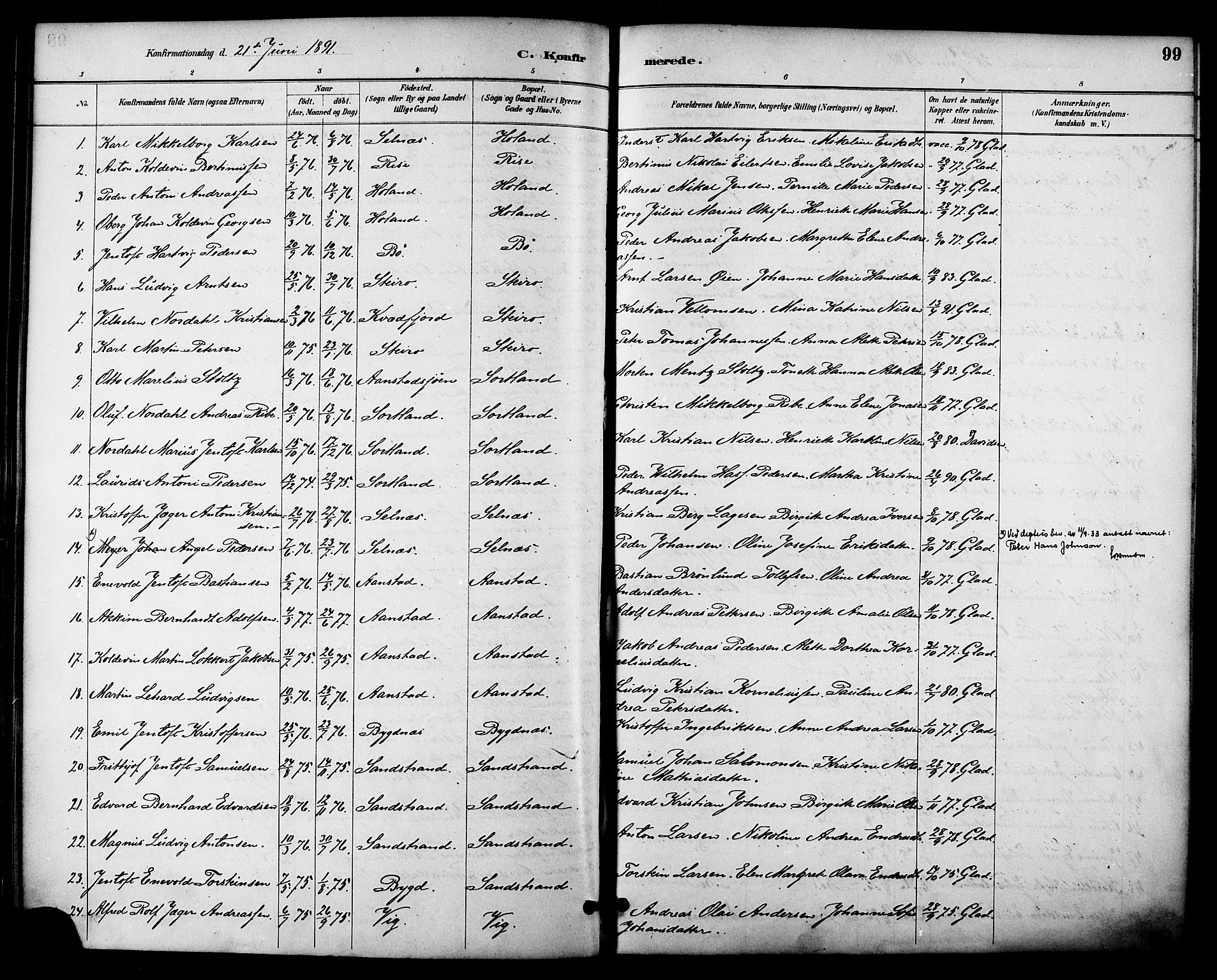 Ministerialprotokoller, klokkerbøker og fødselsregistre - Nordland, AV/SAT-A-1459/895/L1371: Parish register (official) no. 895A06, 1885-1894, p. 99