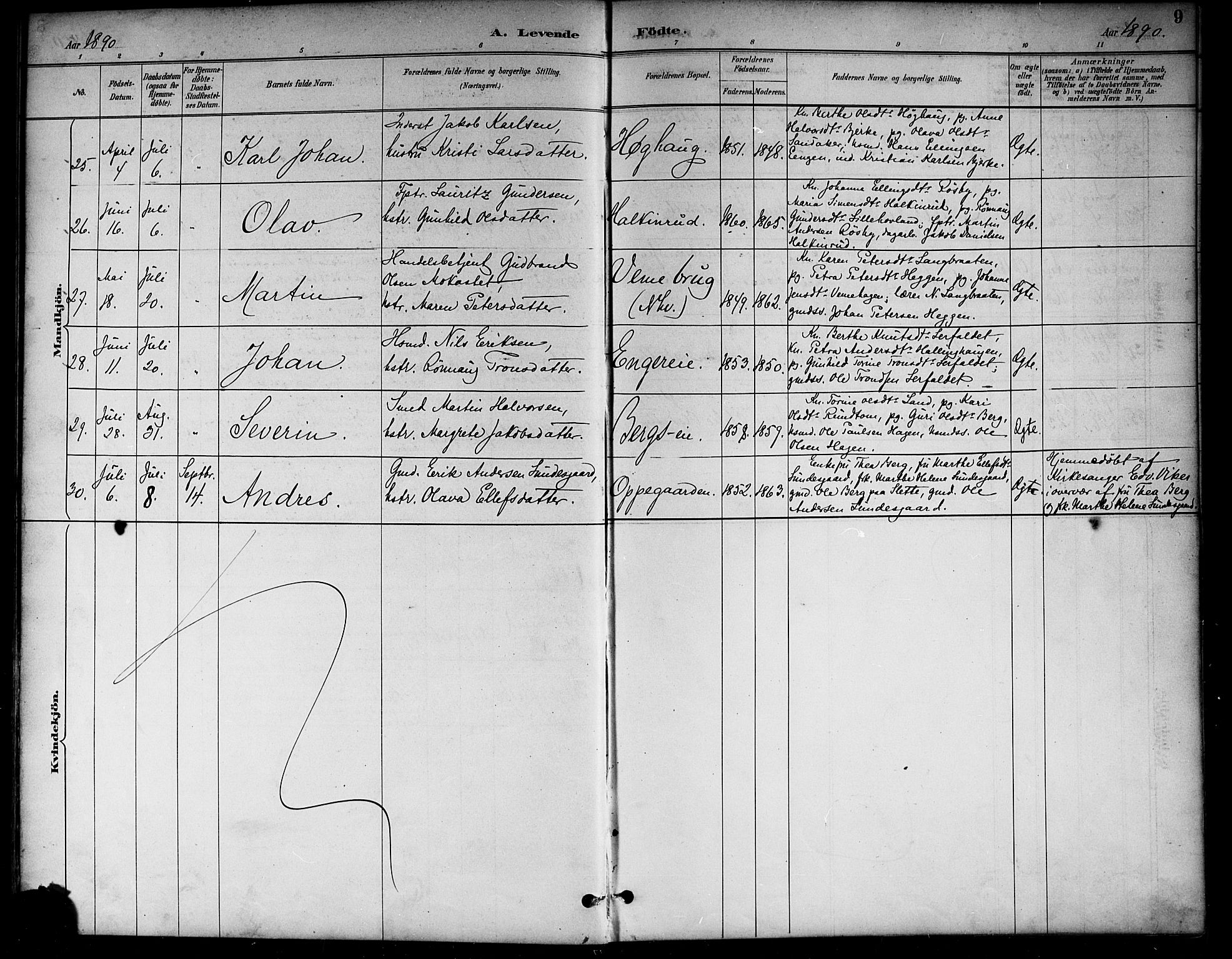 Lunder kirkebøker, AV/SAKO-A-629/G/Ga/L0004: Parish register (copy) no. I 4, 1889-1917, p. 9