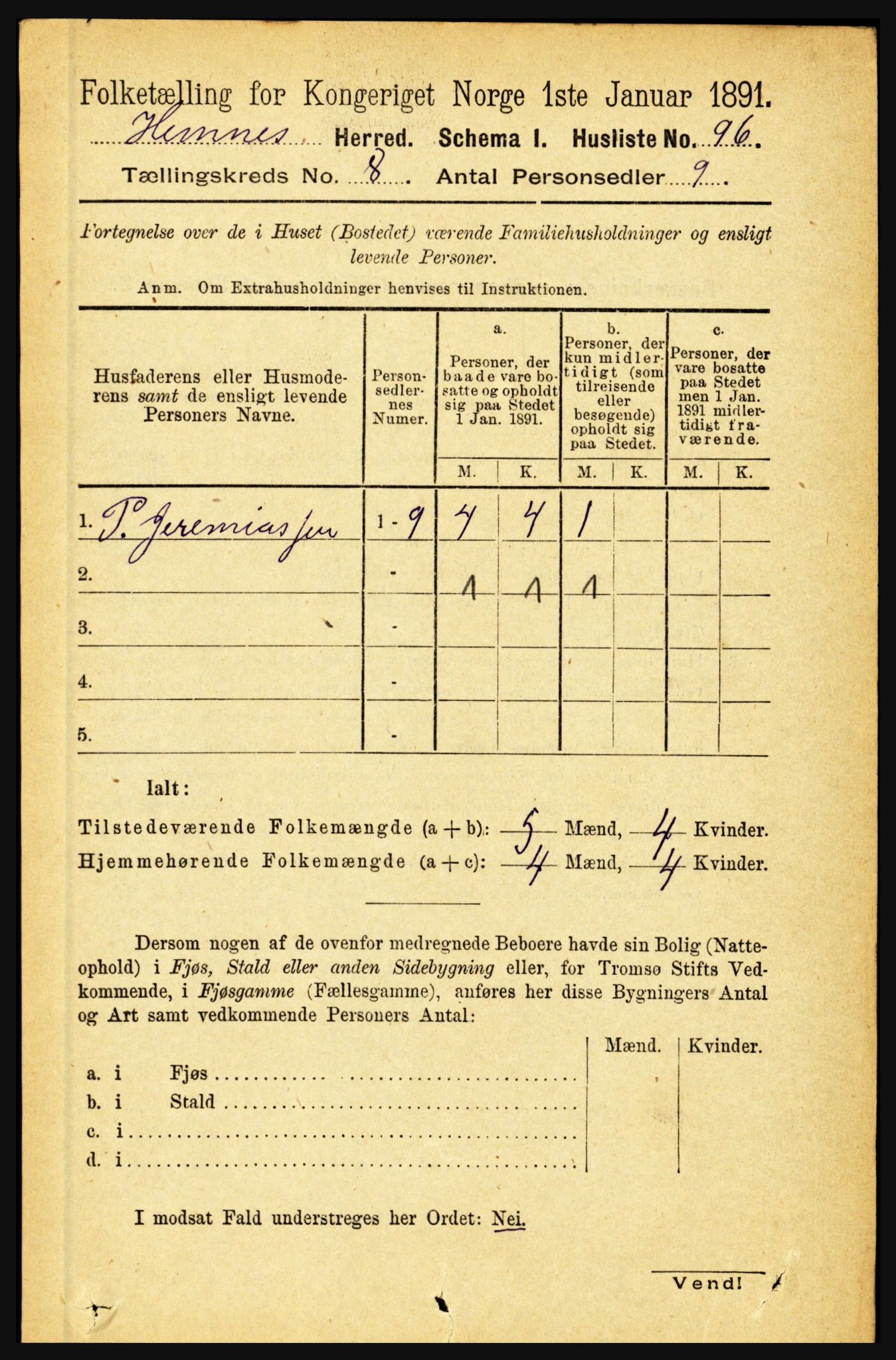 RA, 1891 census for 1832 Hemnes, 1891, p. 3630