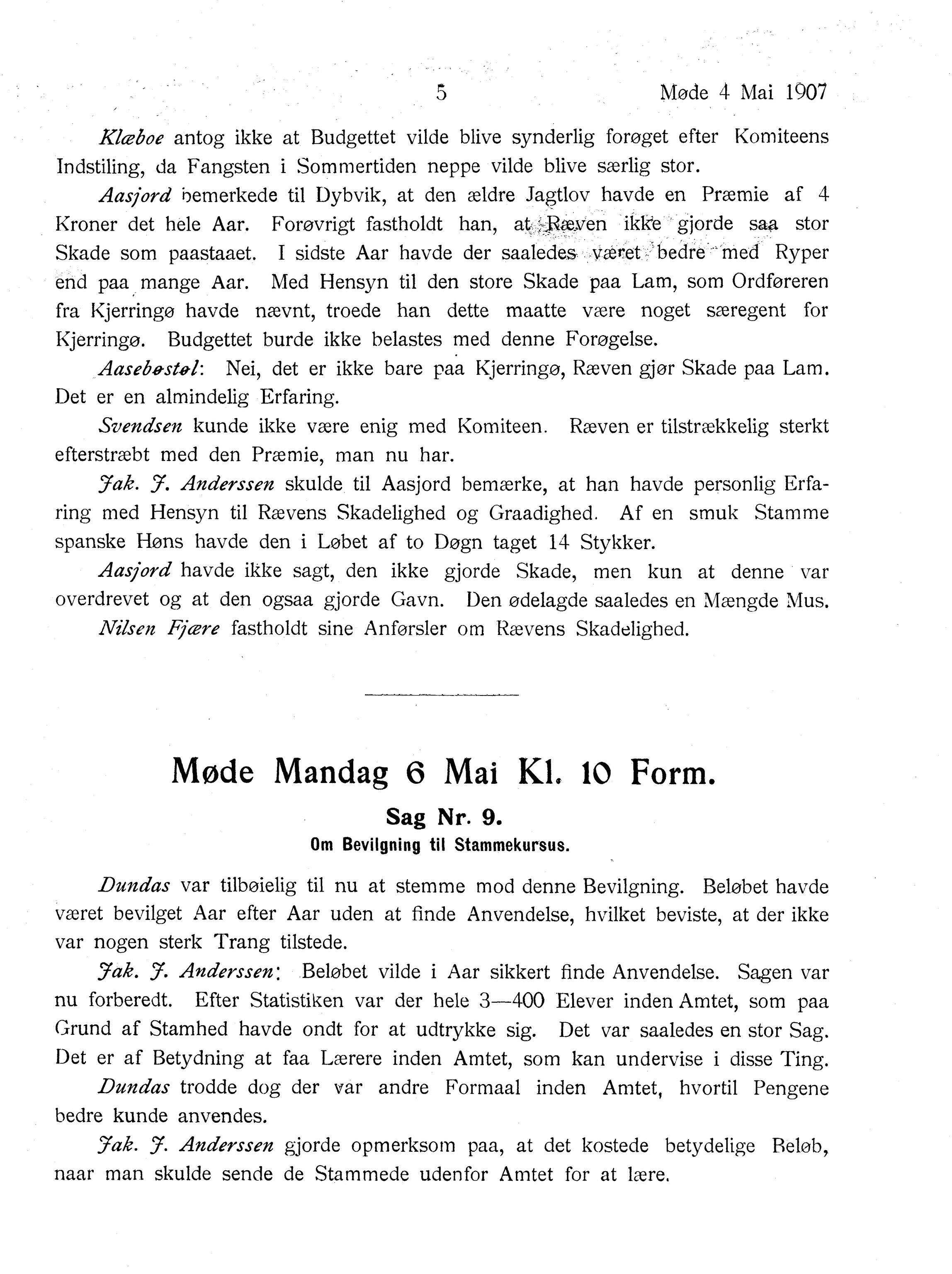 Nordland Fylkeskommune. Fylkestinget, AIN/NFK-17/176/A/Ac/L0030: Fylkestingsforhandlinger 1907, 1907, p. 5