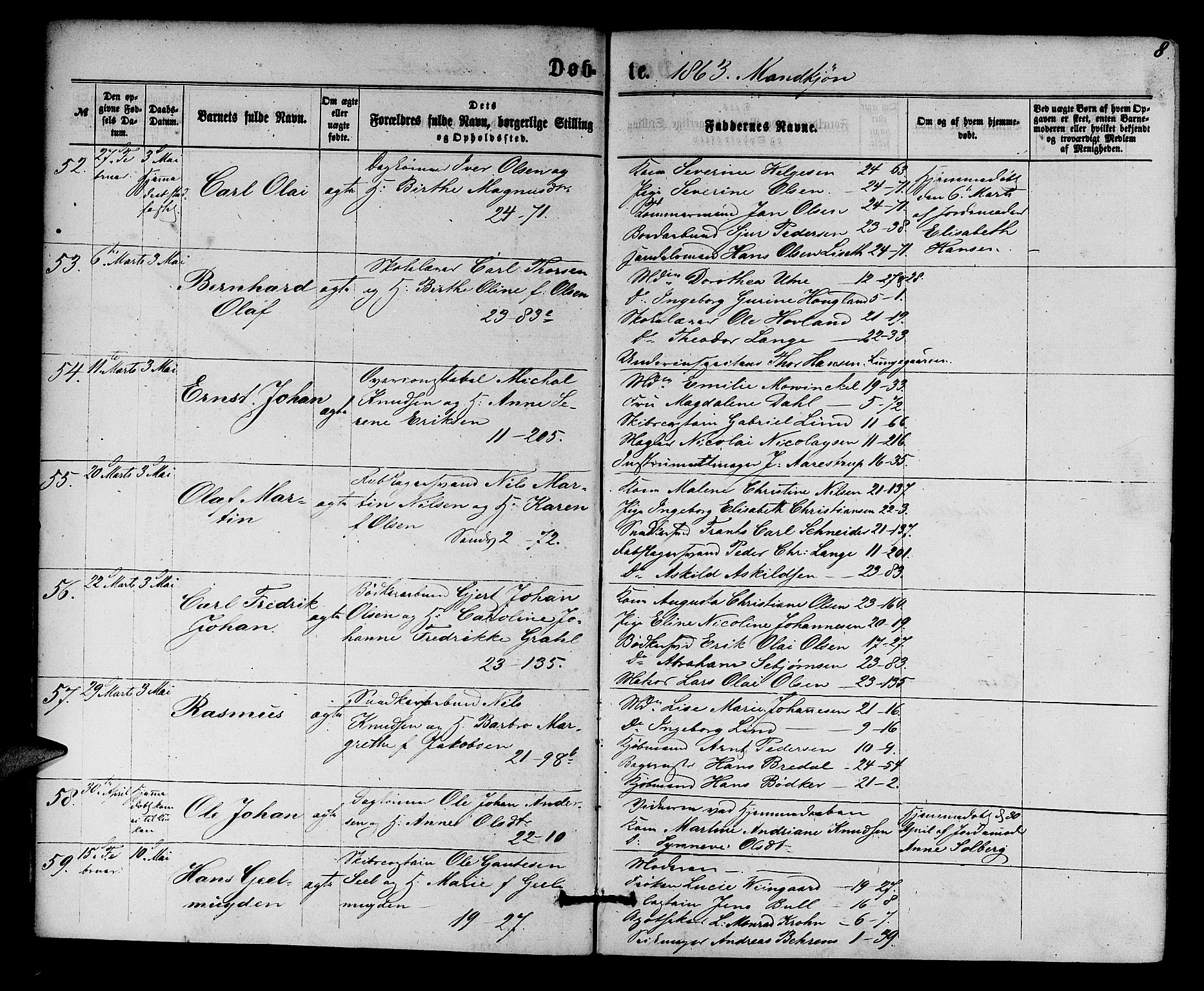 Korskirken sokneprestembete, AV/SAB-A-76101/H/Hab: Parish register (copy) no. B 5, 1863-1868, p. 8